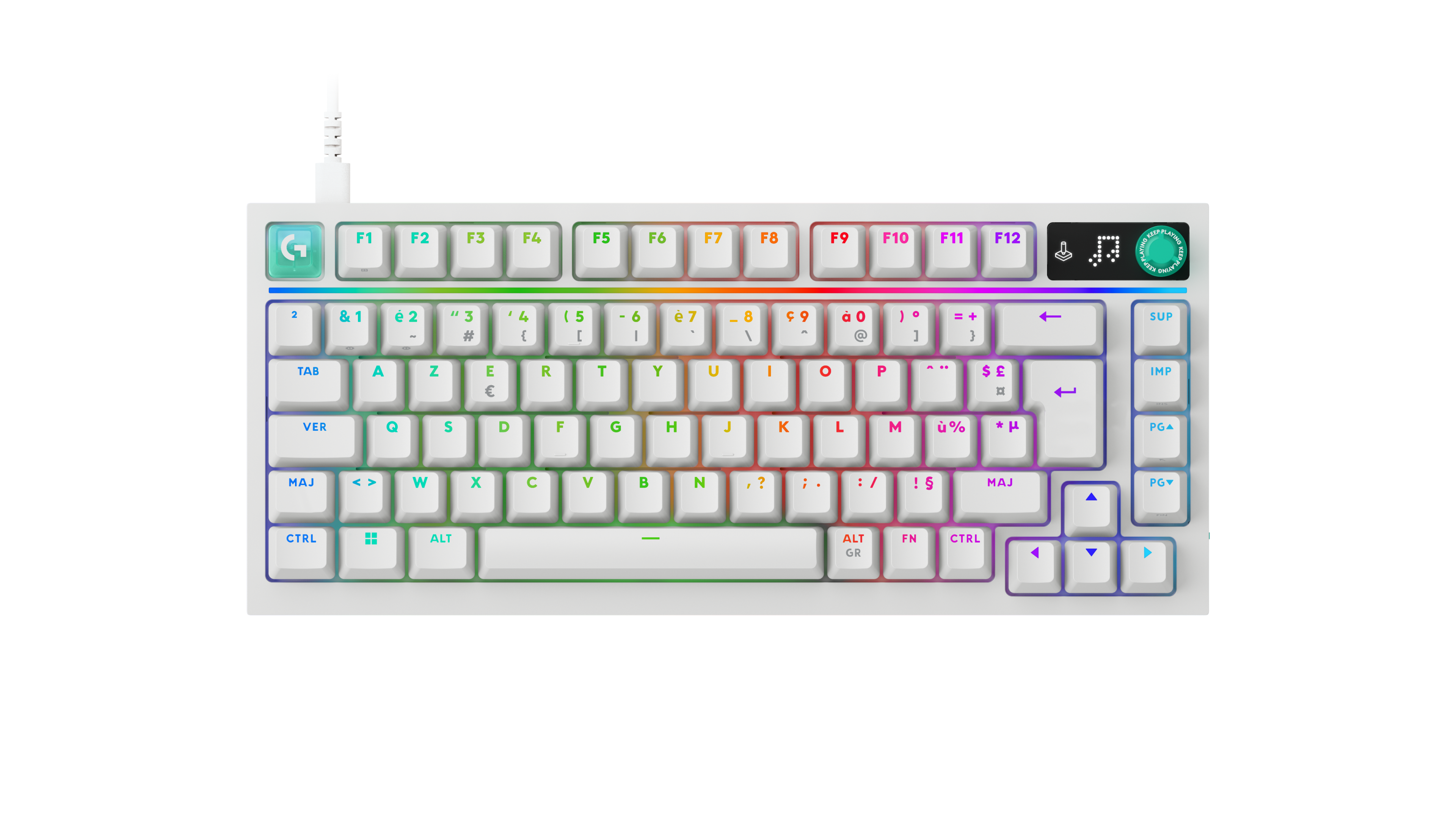 Logitech G316 X 75 Mechanisch gaming toetsenbord in Wit, Frans (AZERTY), Voelbaar
