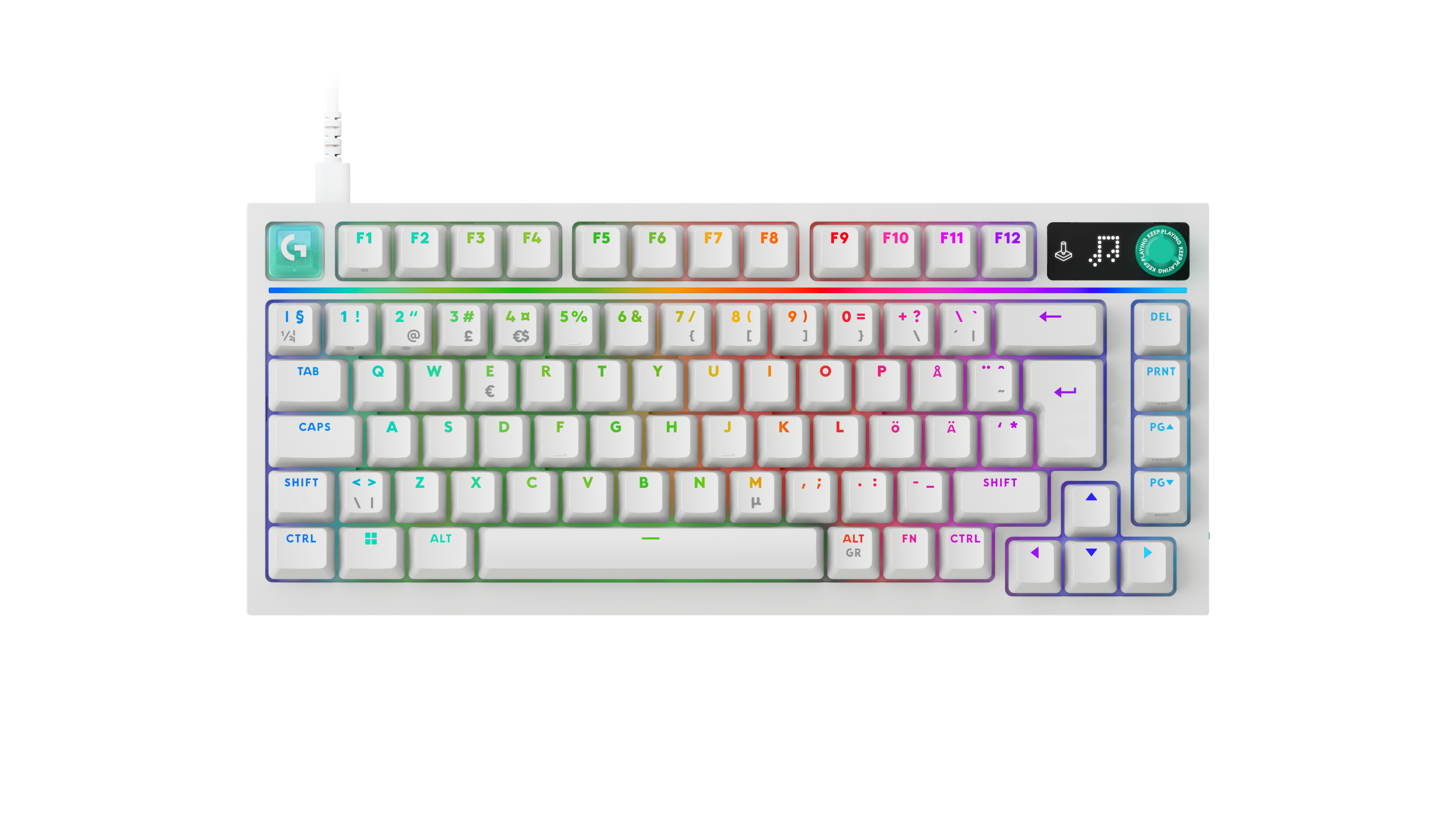 Logitech G316 X 75 Mechanisch gaming toetsenbord in Wit, Deens/Noors/Zweeds/Fins (QWERTY), Voelbaar