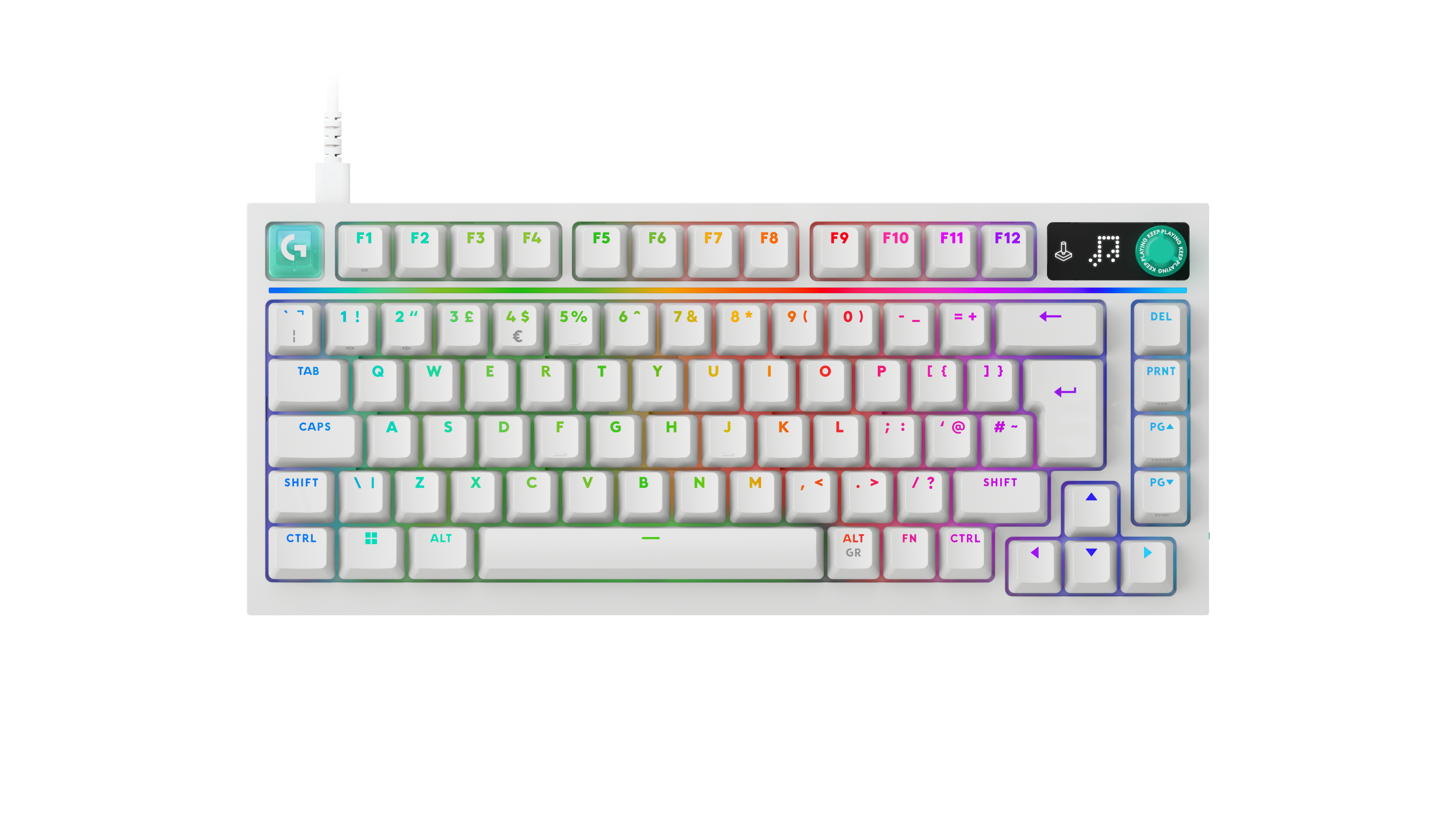 Logitech G316 X 75 Mechanisch gaming toetsenbord in Wit, Engels VK (QWERTY), Voelbaar