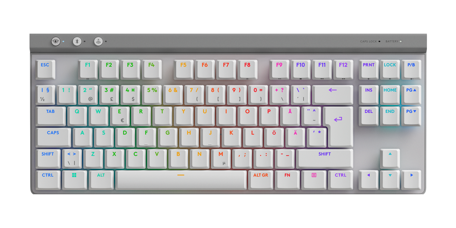 Logitech G Tastiera gaming wireless G515 LIGHTSPEED TKL in Bianco, Danese/Norvegese/Svedese/Finlandese (QWERTY), Tactile