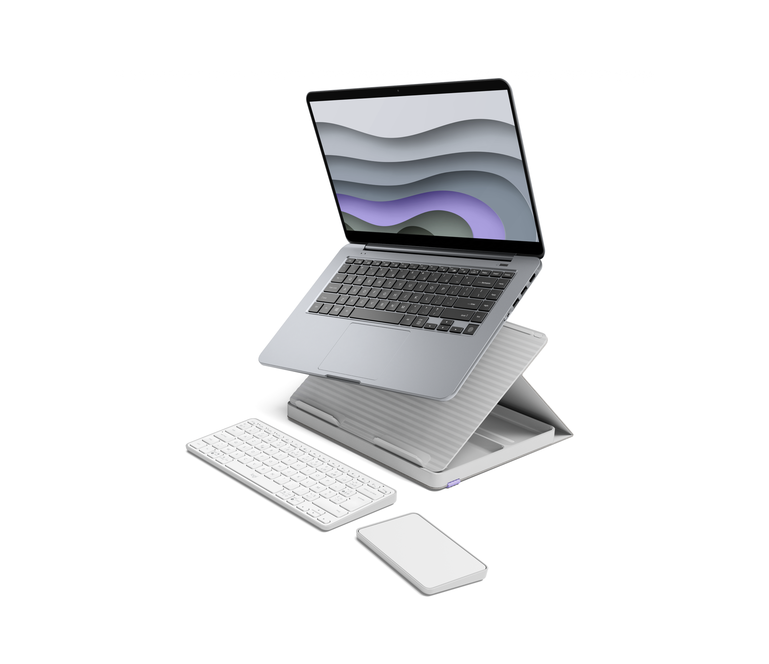 Logitech Casa Pop-Up Desk - Clavier, pavé tactile sans fil, support en Nordic Calm