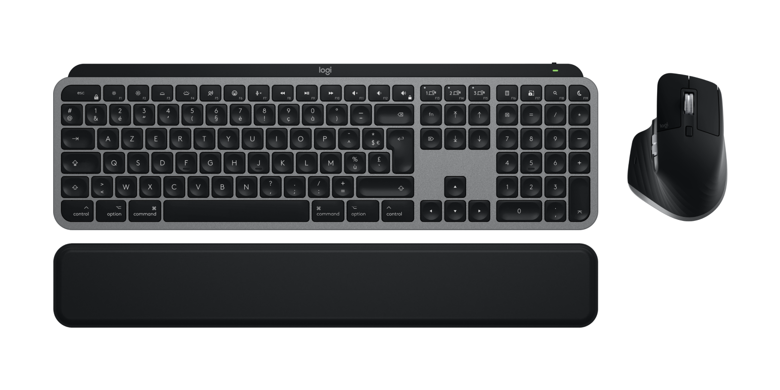 Logitech Master MX Keys S Combo for Mac keyboard Mouse included Home/Office RF Wireless + Bluetooth AZERTY French Aluminium, Black
