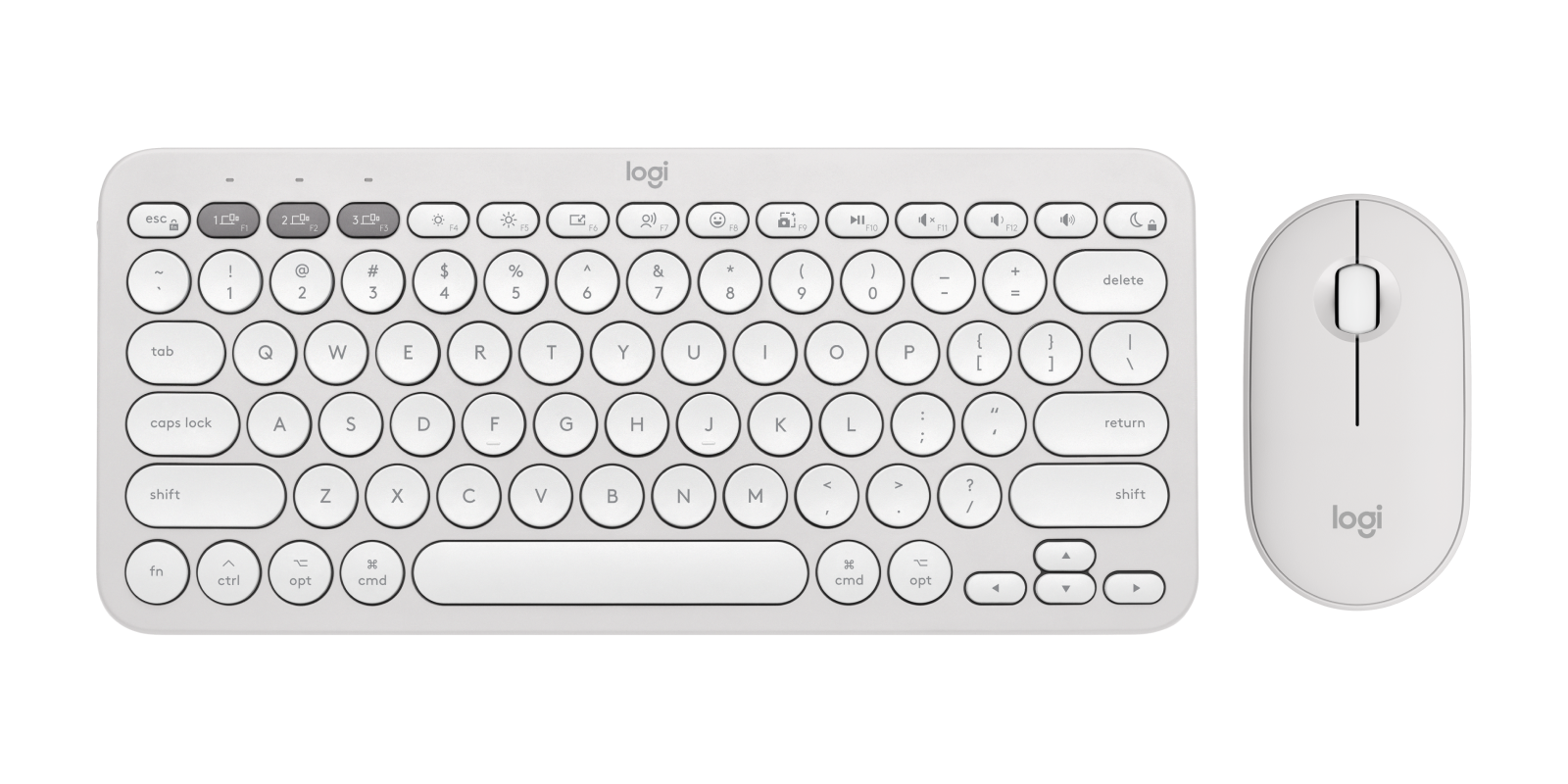 Logitech Pebble 2 Combo for Mac - Wireless Keyboard Mouse in Tonal White