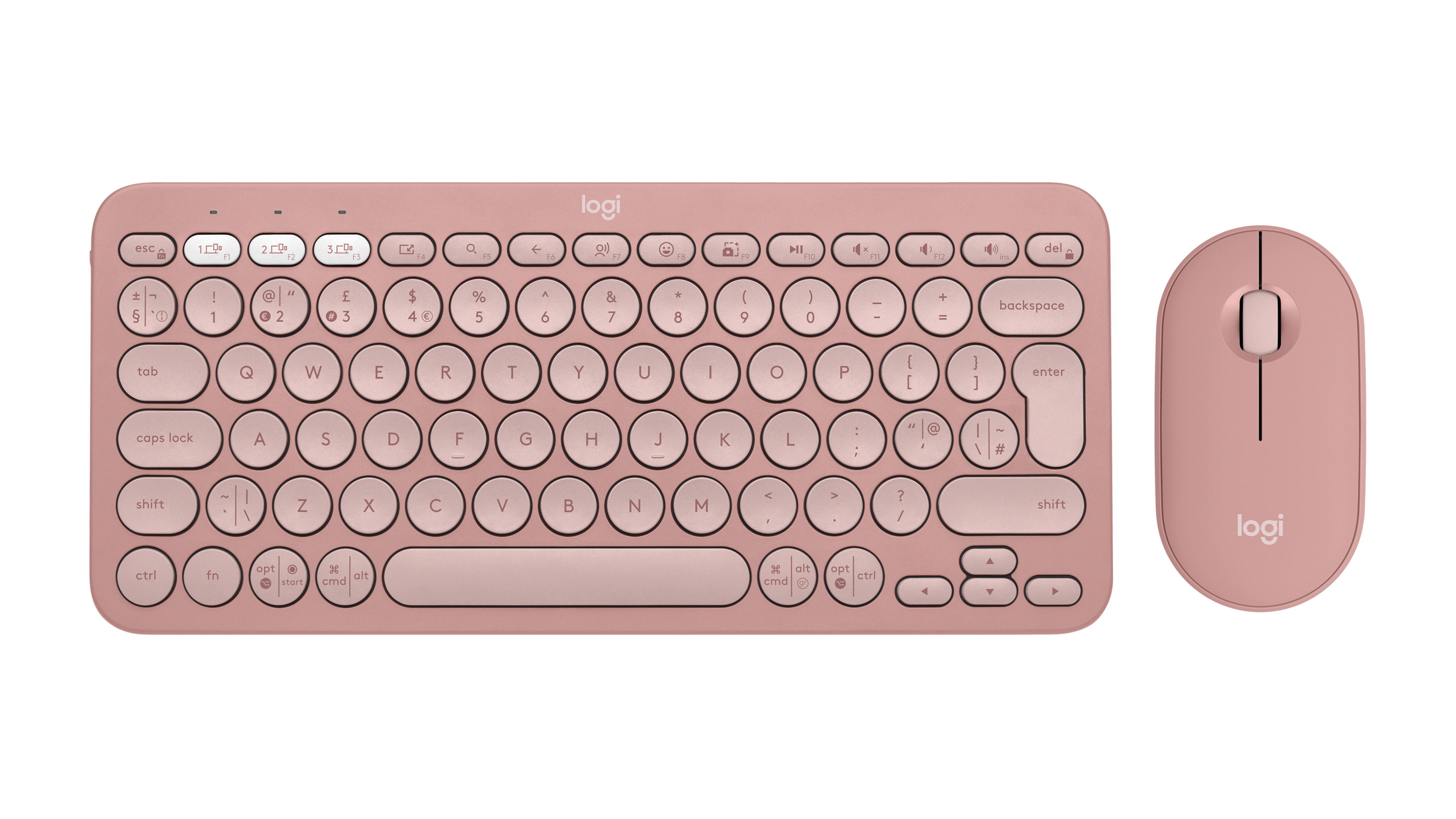 Logitech Roze Pebble 2 Combo - Draadloos Toetsenbord En Muis In Engels Vk