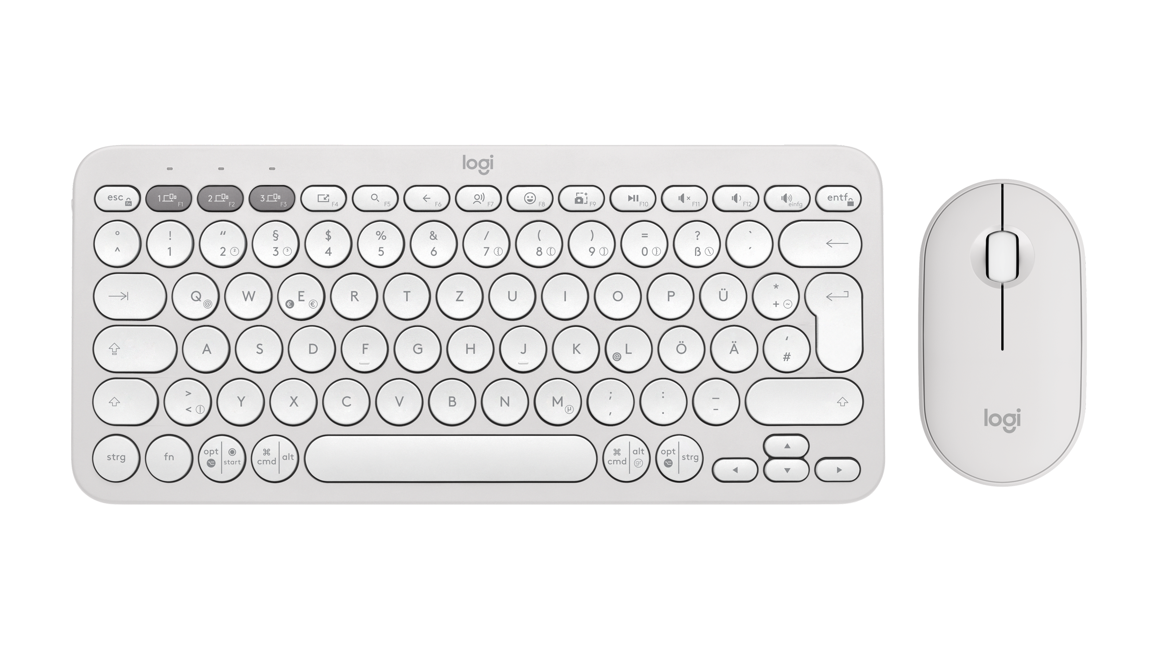 Logitech Vita Nyanser Pebble 2 Combo – Trådlöst Tangentbord Och Mus In Tyska (Qwertz)