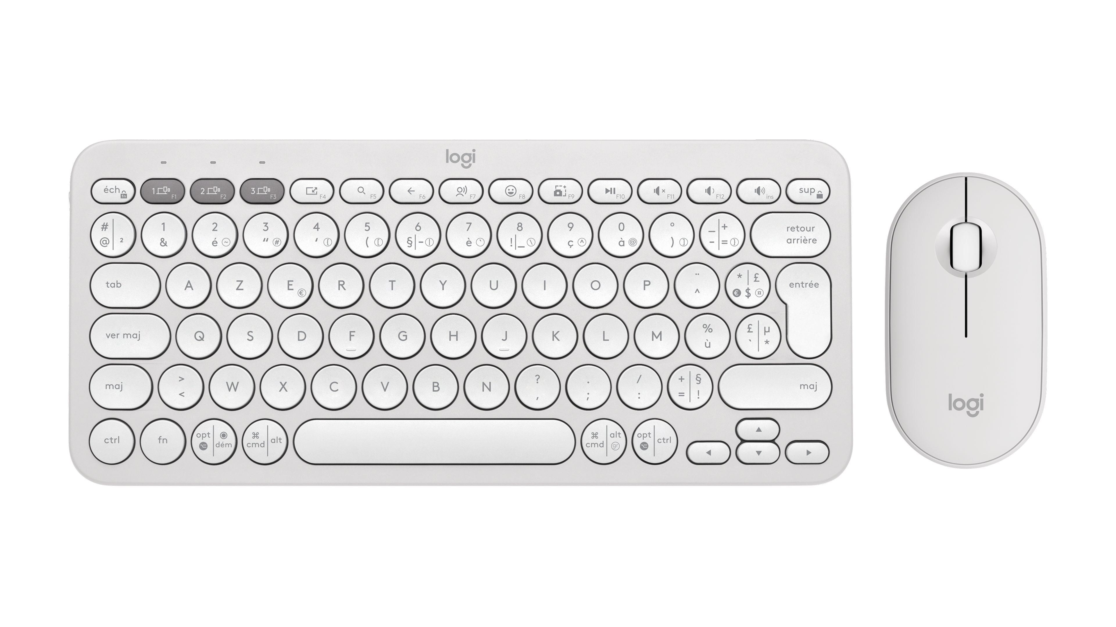 Logitech Pebble 2 Combo - Wireless Keyboard Mouse in Tonal White