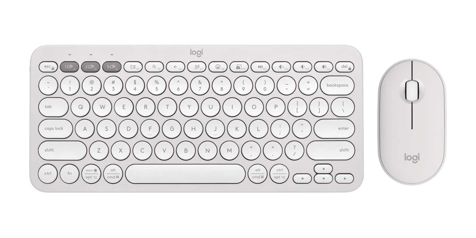 Logitech Pebble 2 Combo - Wireless Keyboard Mouse in Tonal White