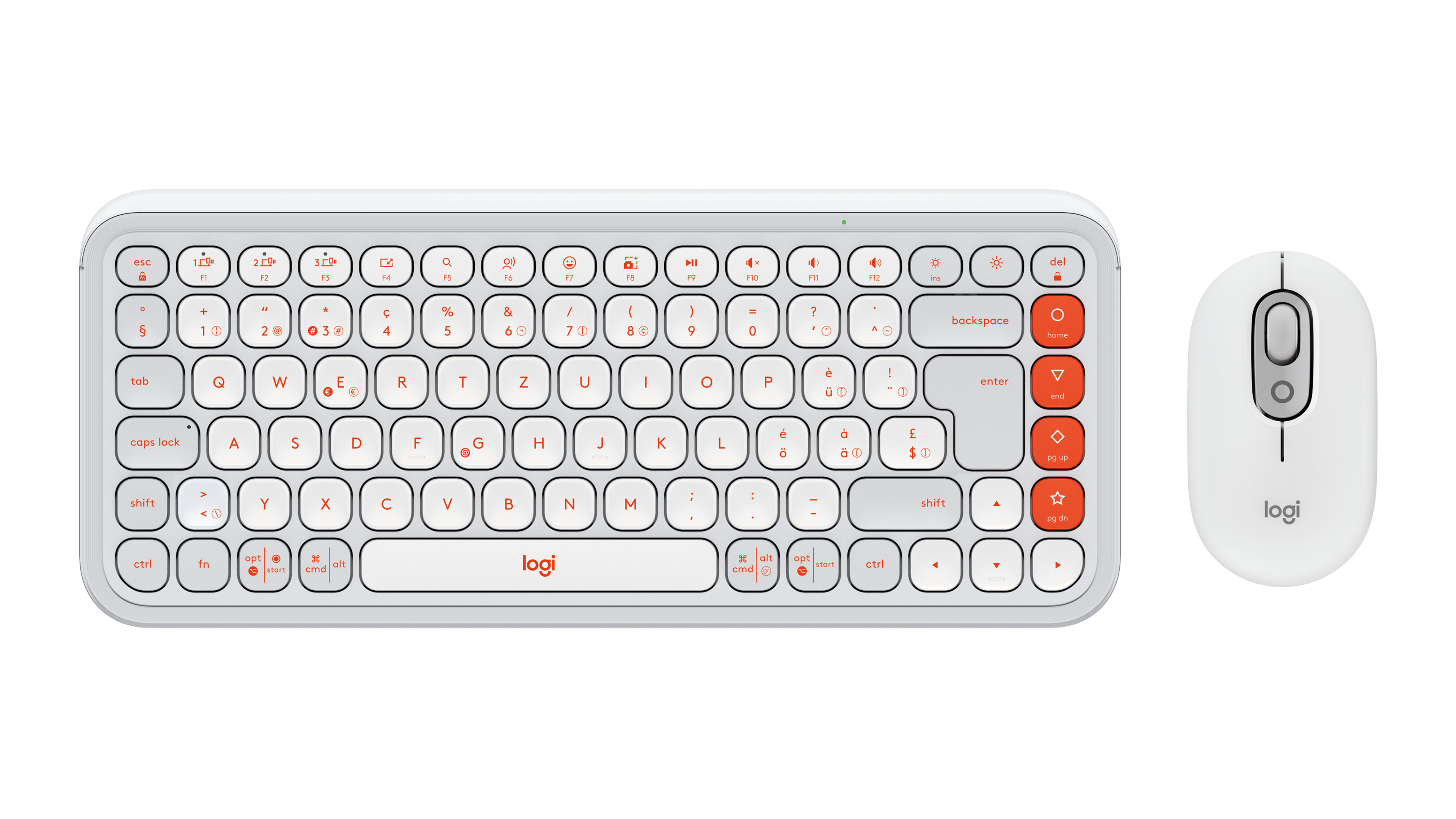 Logitech Kit mouse e tastiera POP Icon in Off-white e arancione, Svizzero (QWERTZ)