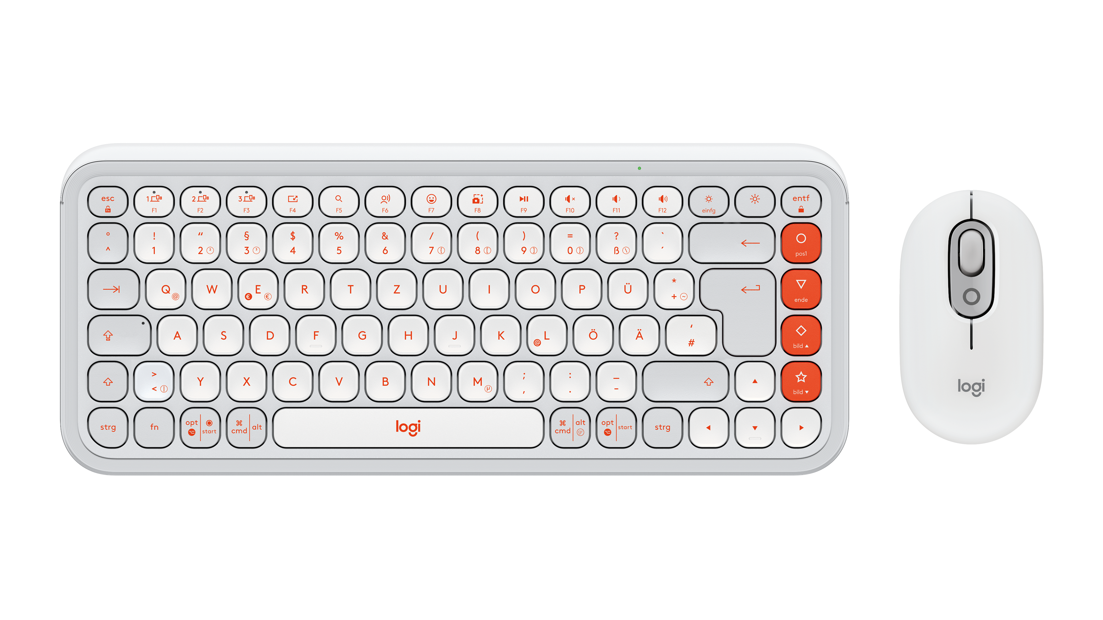 Logitech Kit mouse e tastiera POP Icon in Off-white e arancione, Tedesco (QWERTZ)
