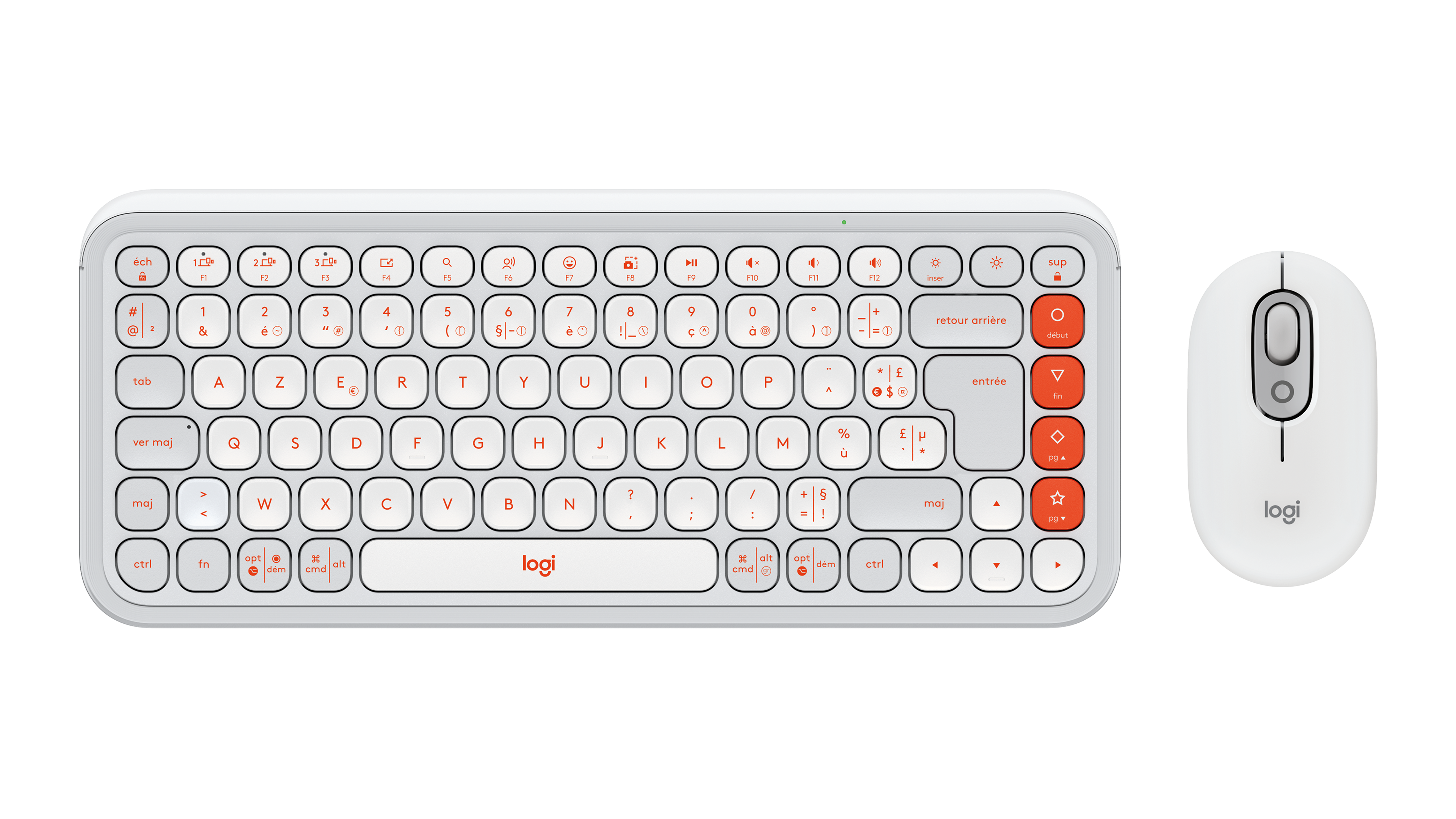 Logitech Kit mouse e tastiera POP Icon in Off-white e arancione, Francese (AZERTY)