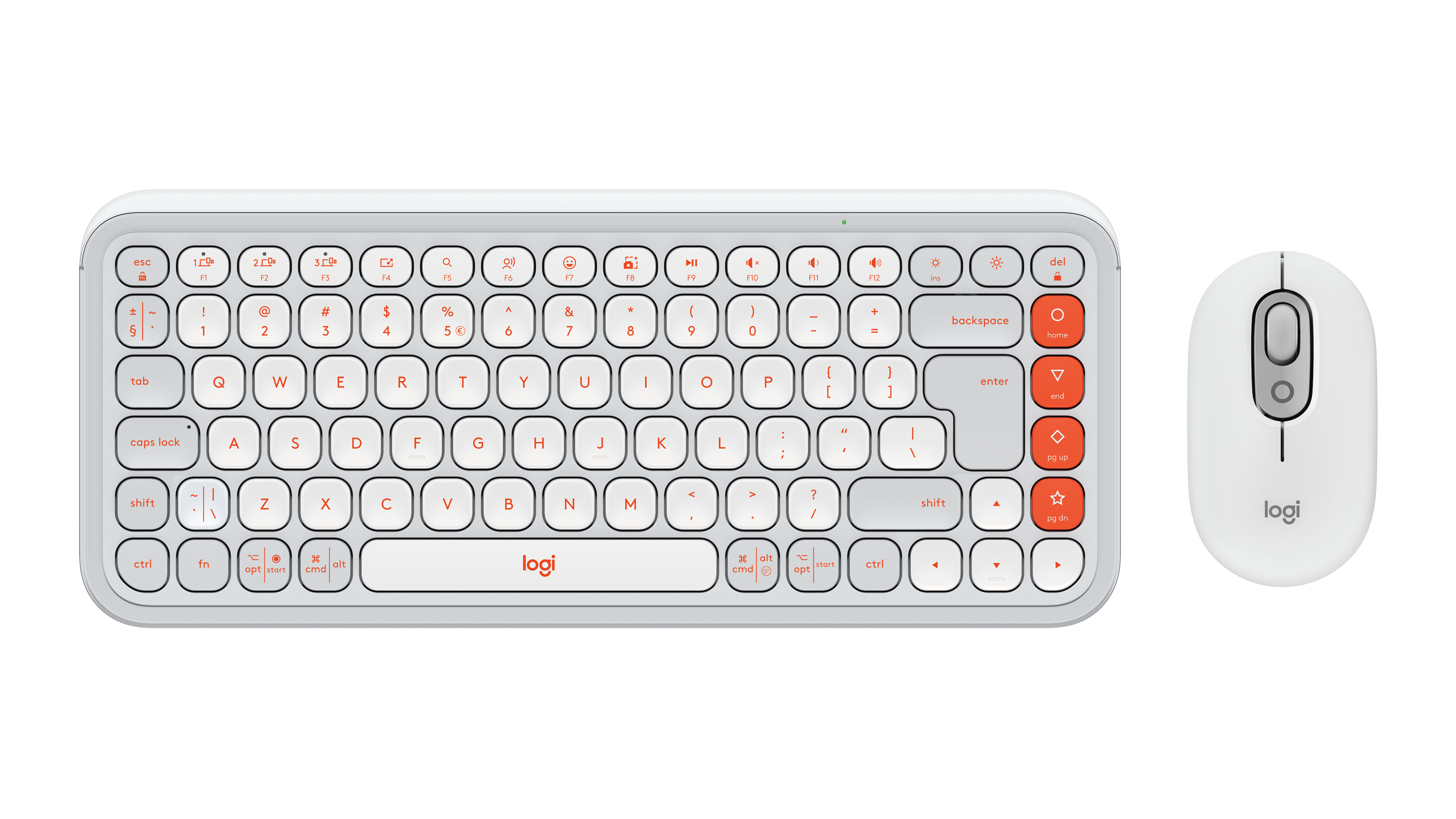 Logitech Kit mouse e tastiera POP Icon in Off-white e arancione, Inglese Internazionale (QWERTY)