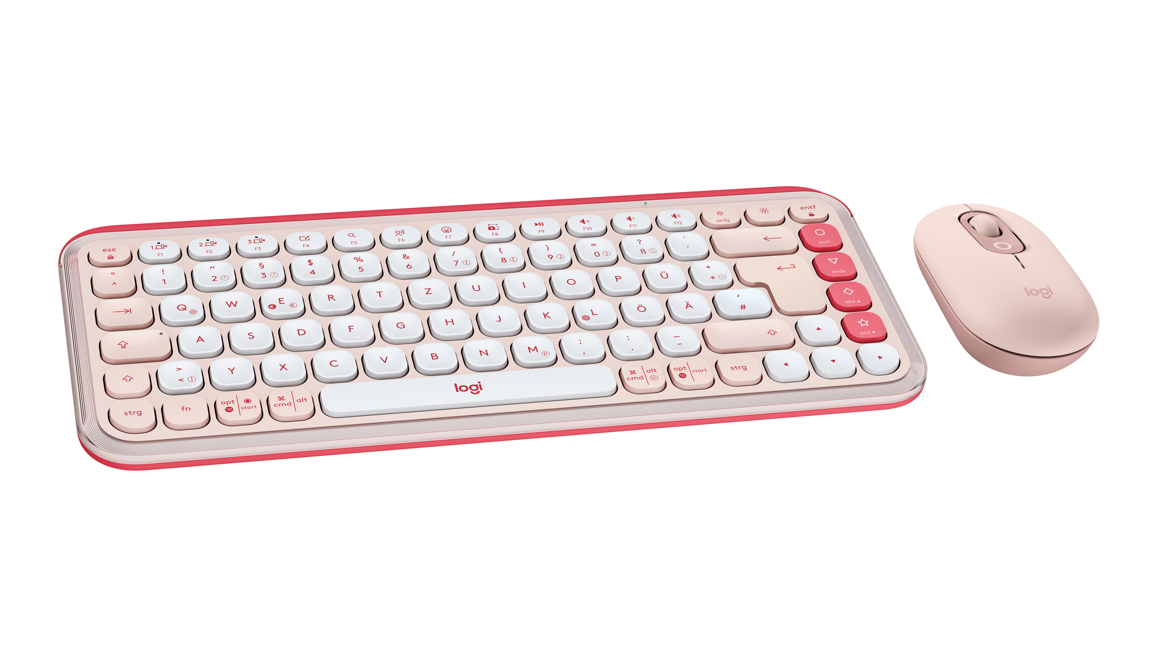 Logitech POP Icon Keyboard Mouse Combo in Rose & Off White