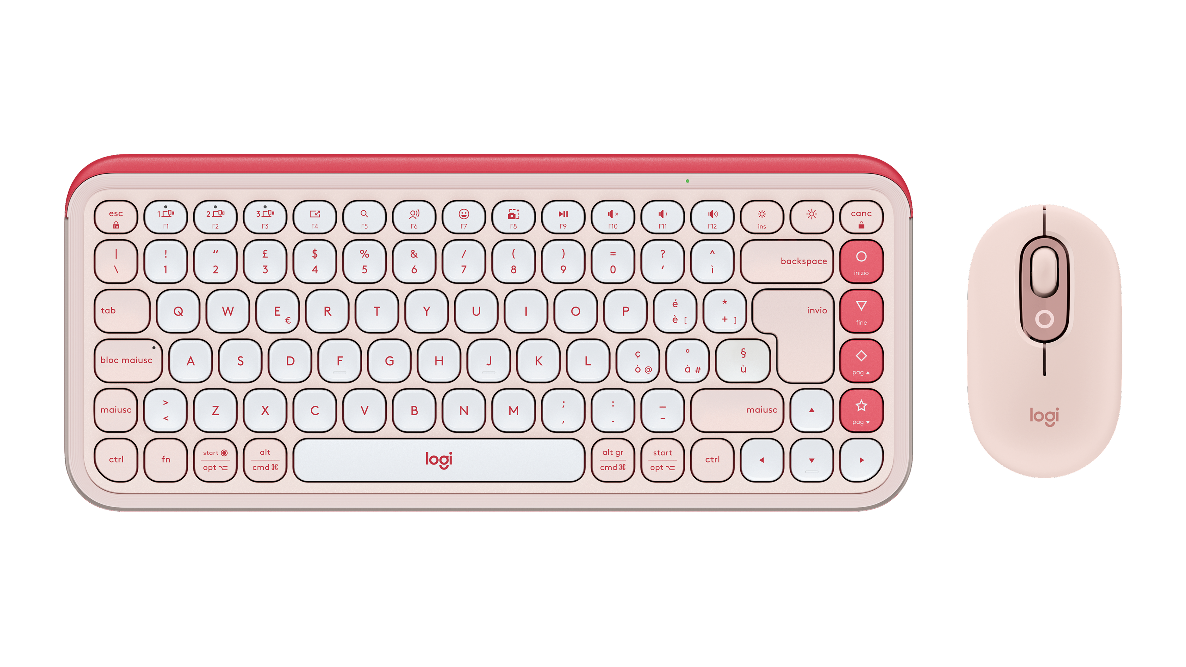 Logitech Kit mouse e tastiera POP Icon in Rosa e Off-White, Italiano (QWERTY)