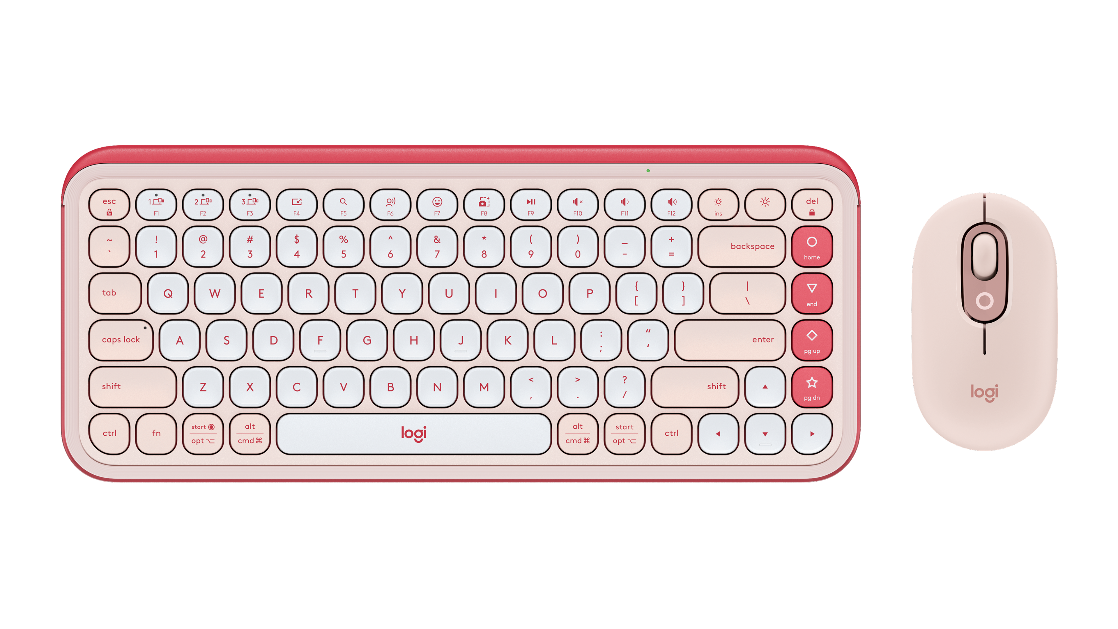 Logitech - POP ICON COMBO Compact TKL Bluetooth Keyboard and Mouse Bundle with Programmable Quiet Keys and Buttons - Rose & Off-White
