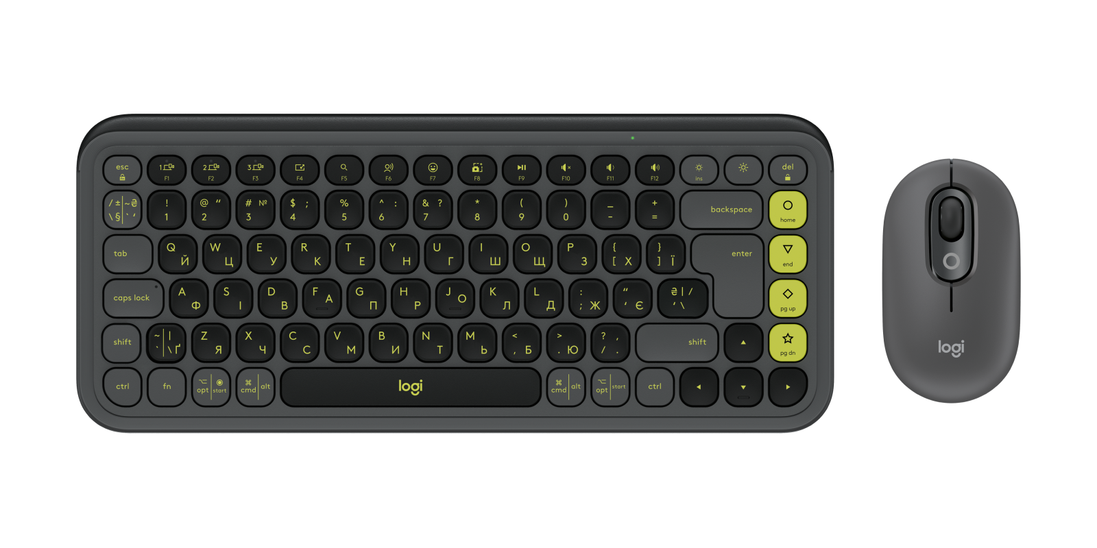 Logitech Grafite E Verde Kit Mouse E Tastiera Pop Icon In Ucraino (Qwerty)