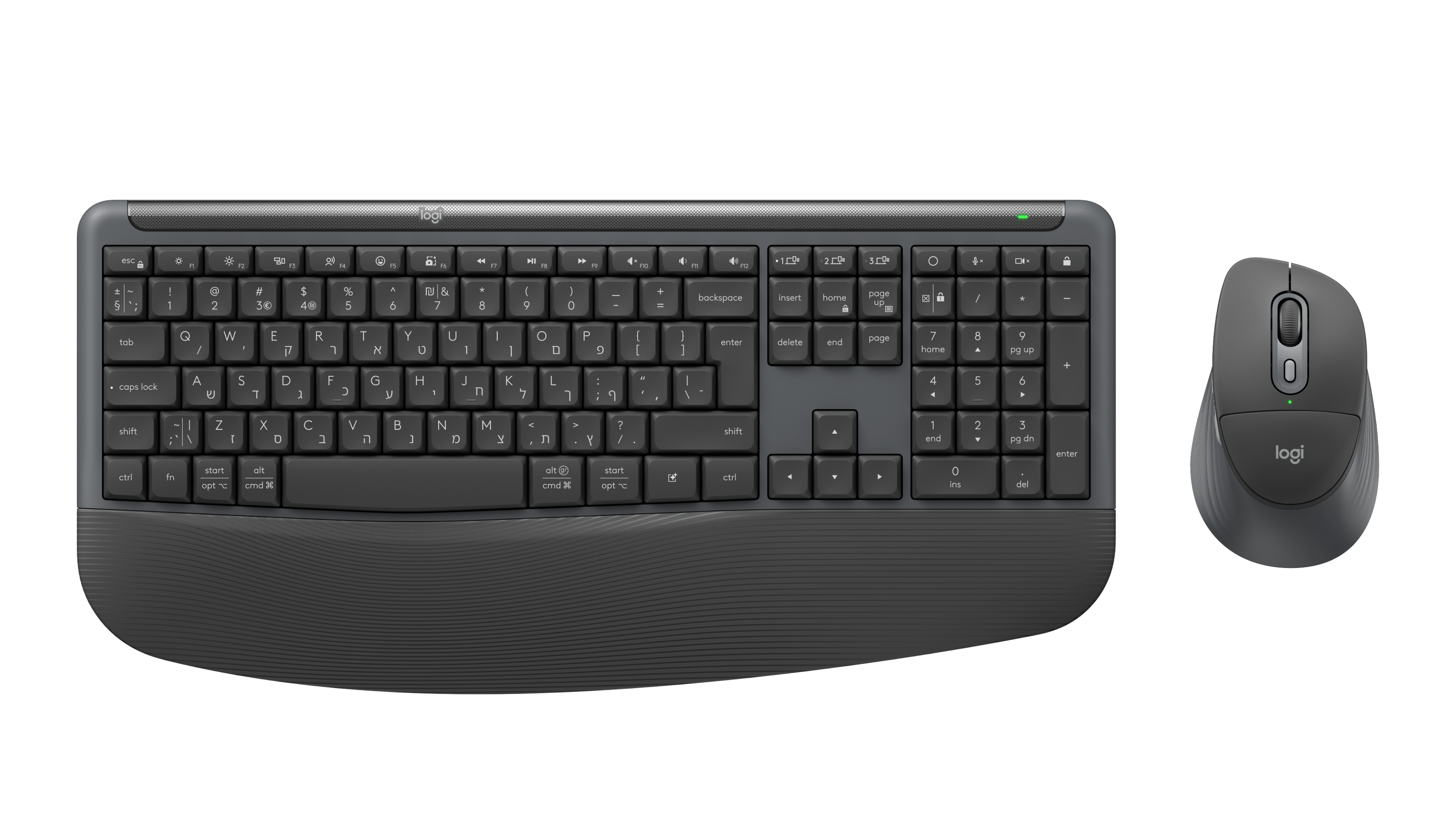 Logitech Signature Comfort Plus Combo MK880 in Graphite, Hebreeuws