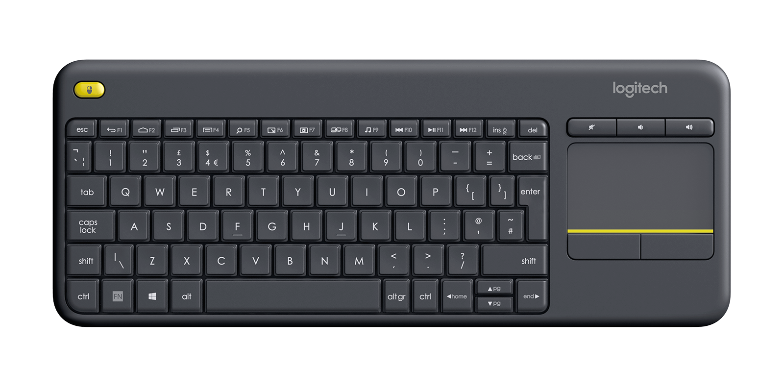 Logitech K400 Plus Touchpad Keyboard for TV connected PC in Black