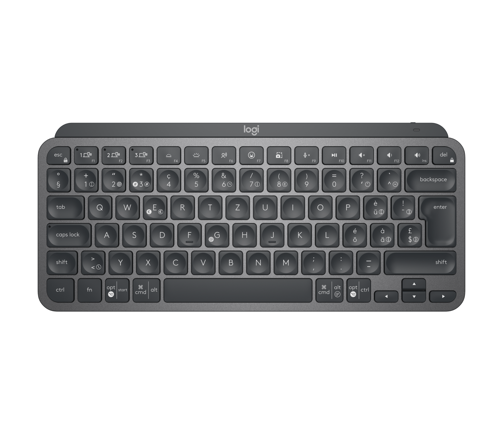 Logitech Grafitgrå Mx Keys Mini – Trådlöst Tangentbord För Företag In Schweiziska (Qwertz)