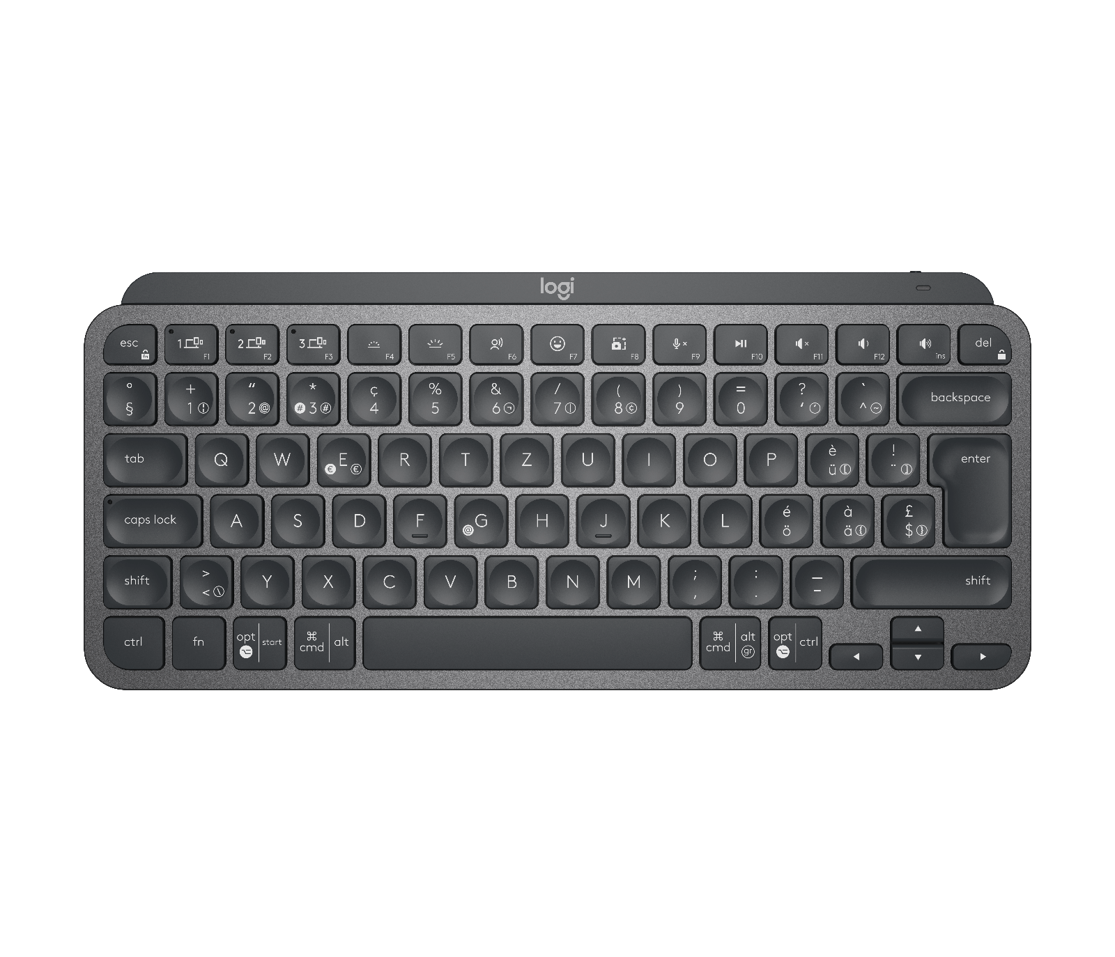 Logitech Grafitgrå Mx Keys Mini – Trådlöst, Upplyst Tangentbord In Schweiziska (Qwertz)