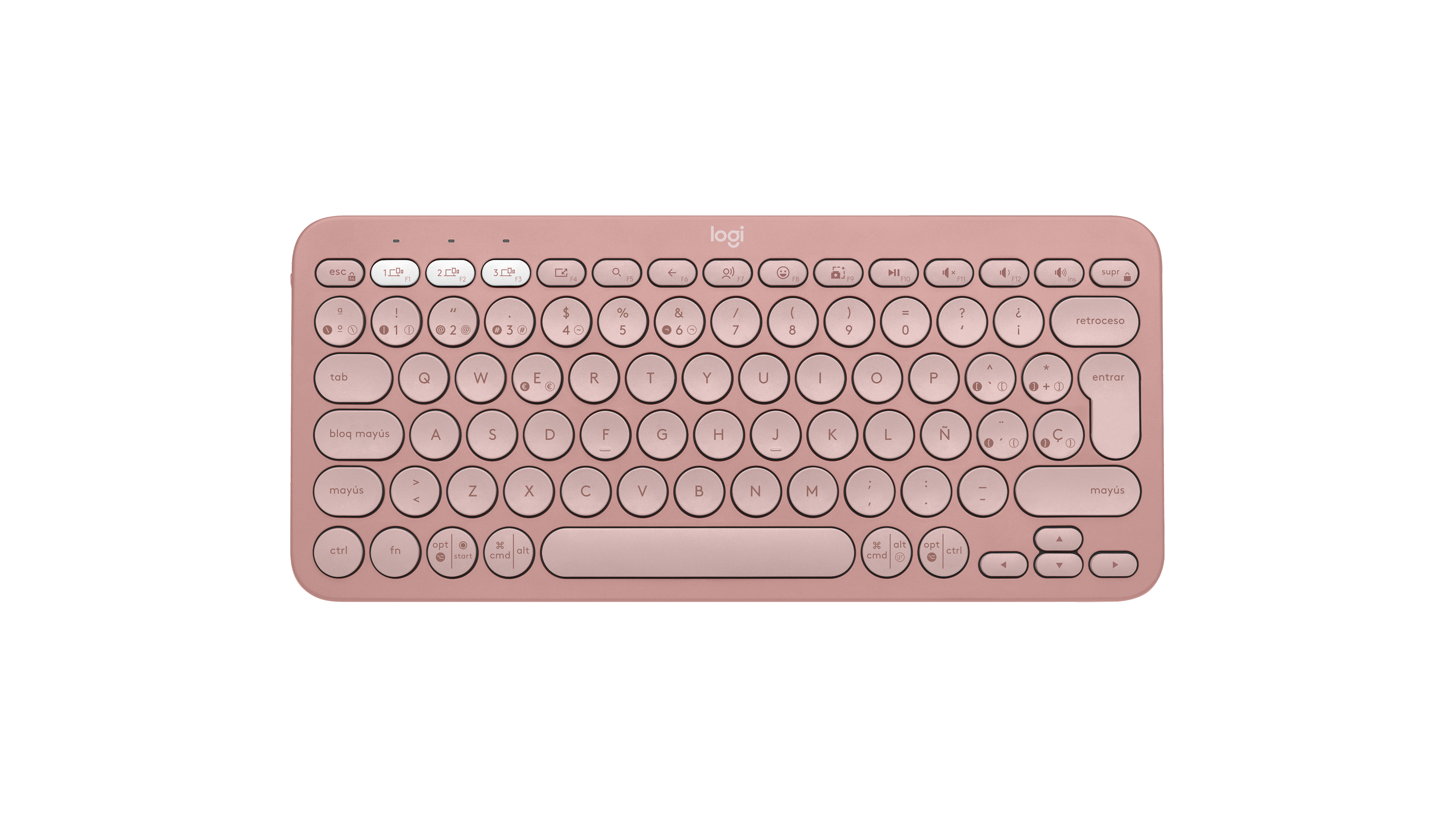 Logitech Rosa Bitonale Tastiera Bluetooth Pebble Keys 2 K380s In Spagnolo (Qwerty)