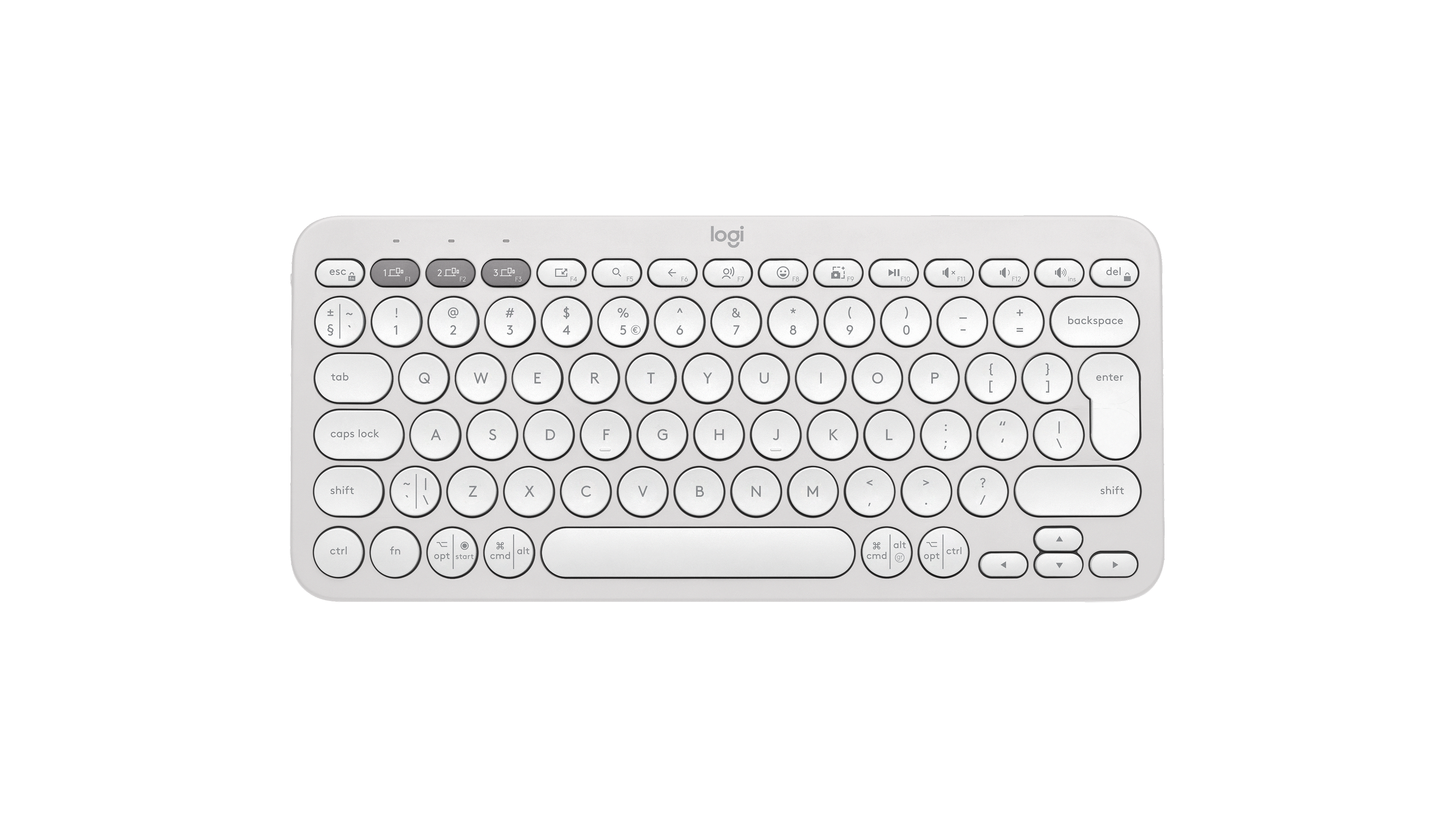 Logitech Bianco Bitonale Tastiera Bluetooth Pebble Keys 2 K380s In Inglese Internazionale (Qwerty)