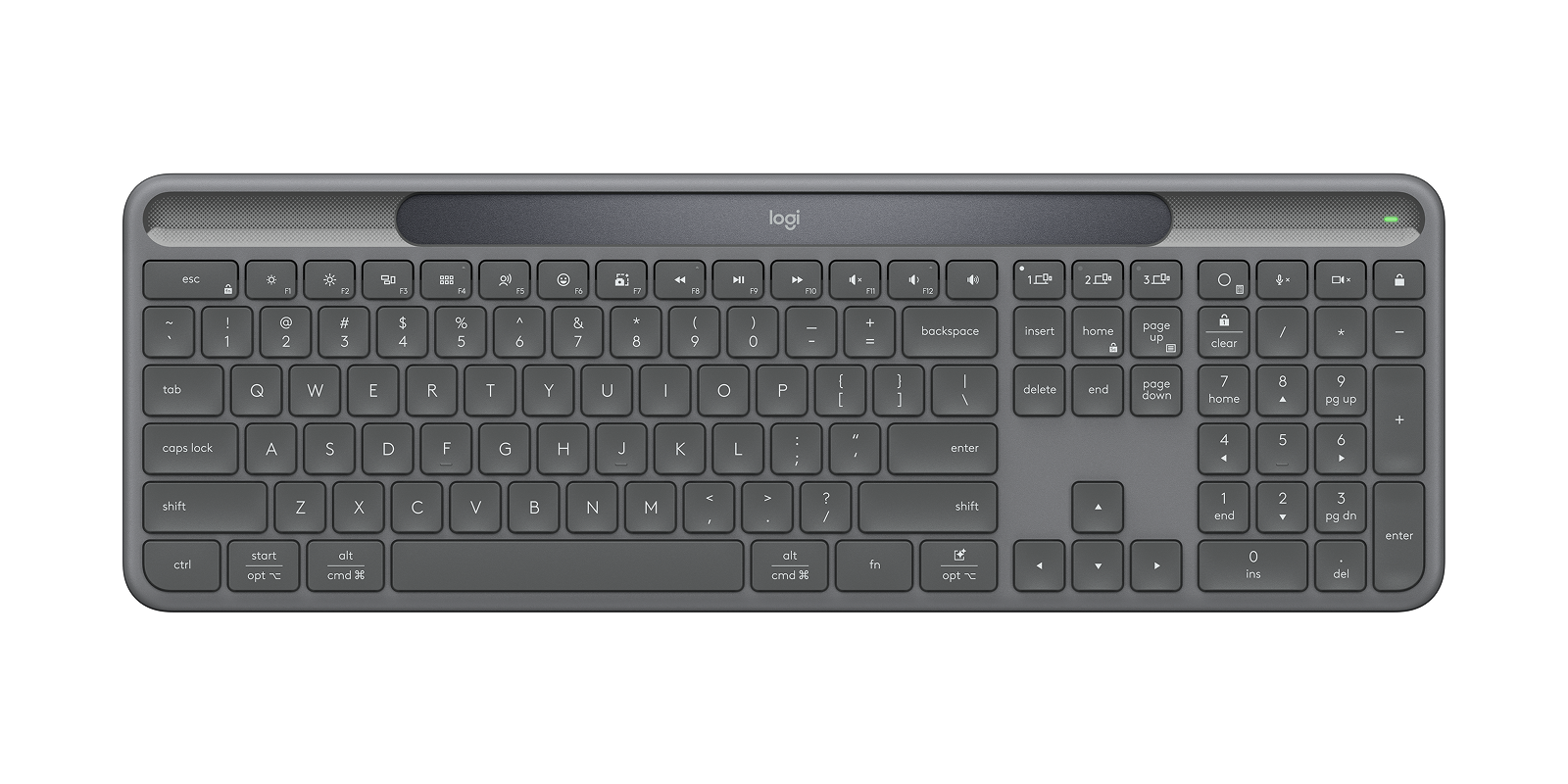 Logitech K980 Signature Slim Solar+ Wireless Keyboard for Business, Brown Box - Graphite