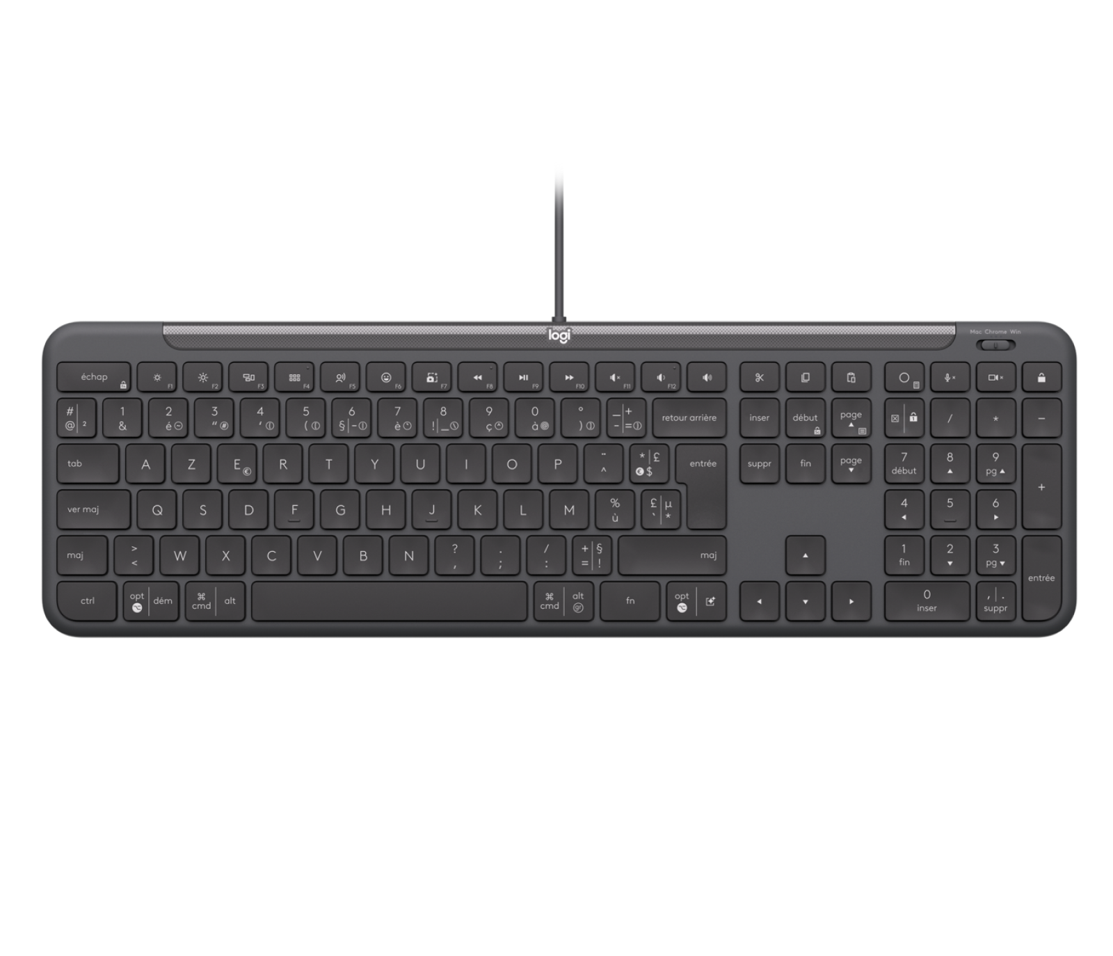 Logitech Tastiera Signature Slim Wired K620 for Business in Graphite, Francese (AZERTY)