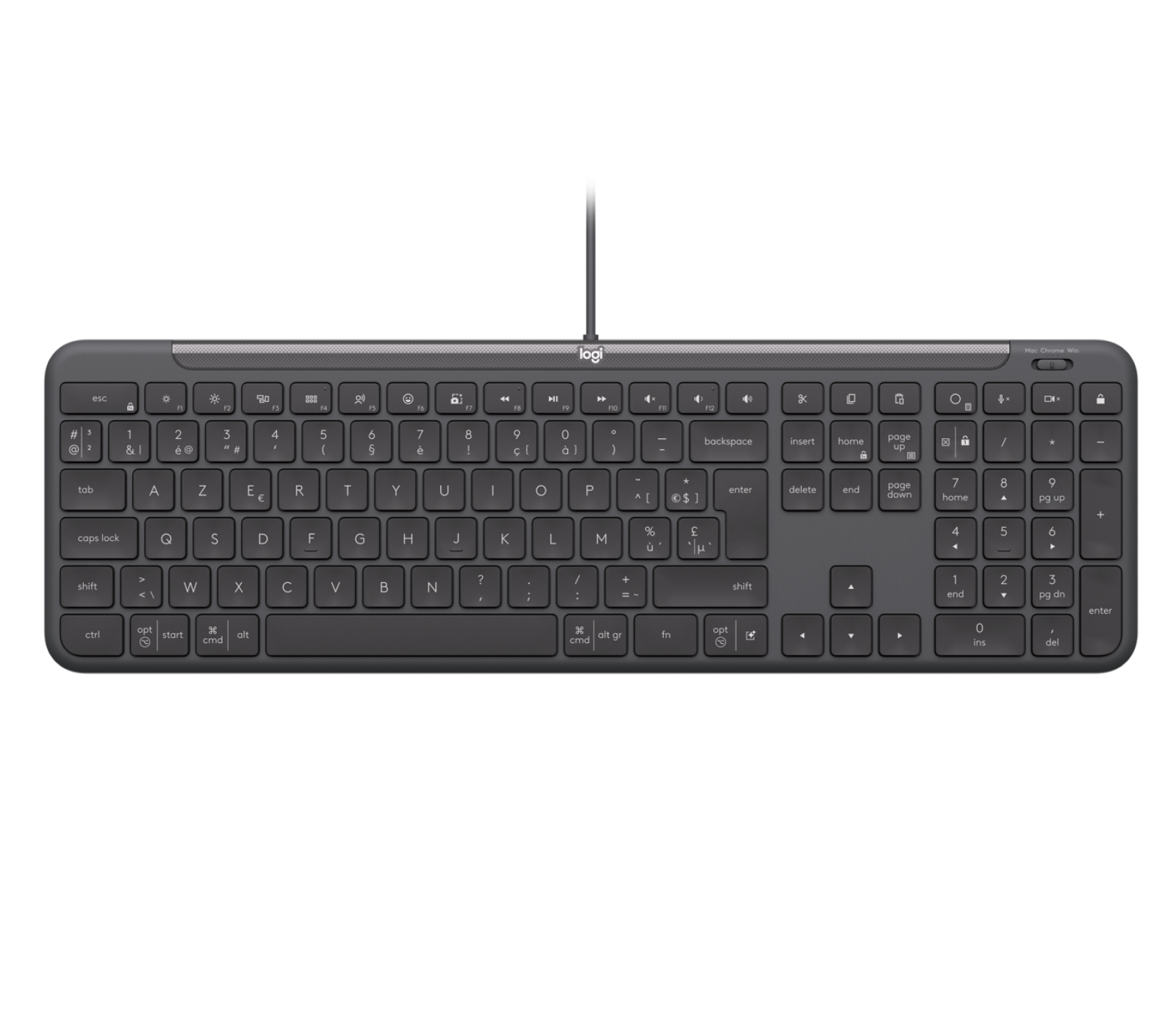 Logitech Tastiera Signature Slim Wired K620 for Business in Graphite, Belga (AZERTY)