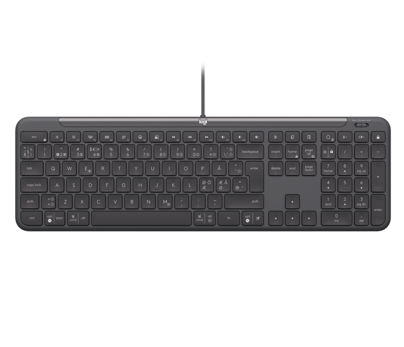 Logitech Tastiera Signature Slim Wired K620 for Business in Graphite, Danese/Norvegese/Svedese/Finlandese (QWERTY)
