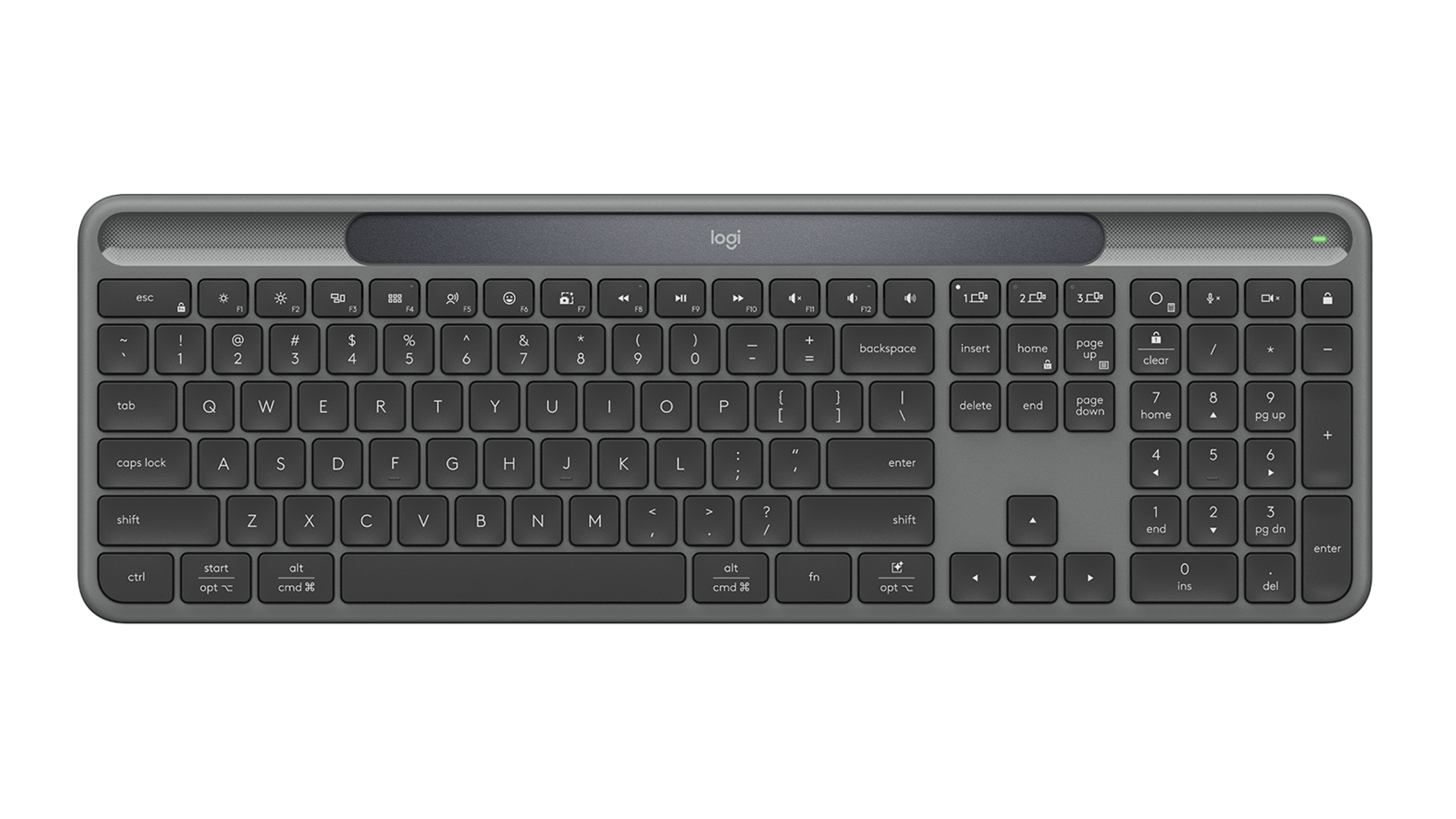 Logitech Signature Slim Solar+ Wireless Keyboard | Light Powered, Customizable Keys, Bluetooth in Graphite