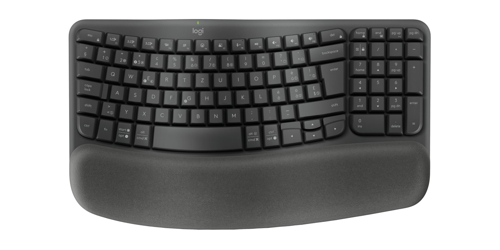Logitech Grafitgrå Wave Keys För Företag – Ergonomiskt Tangentbord In Schweiziska (Qwertz)