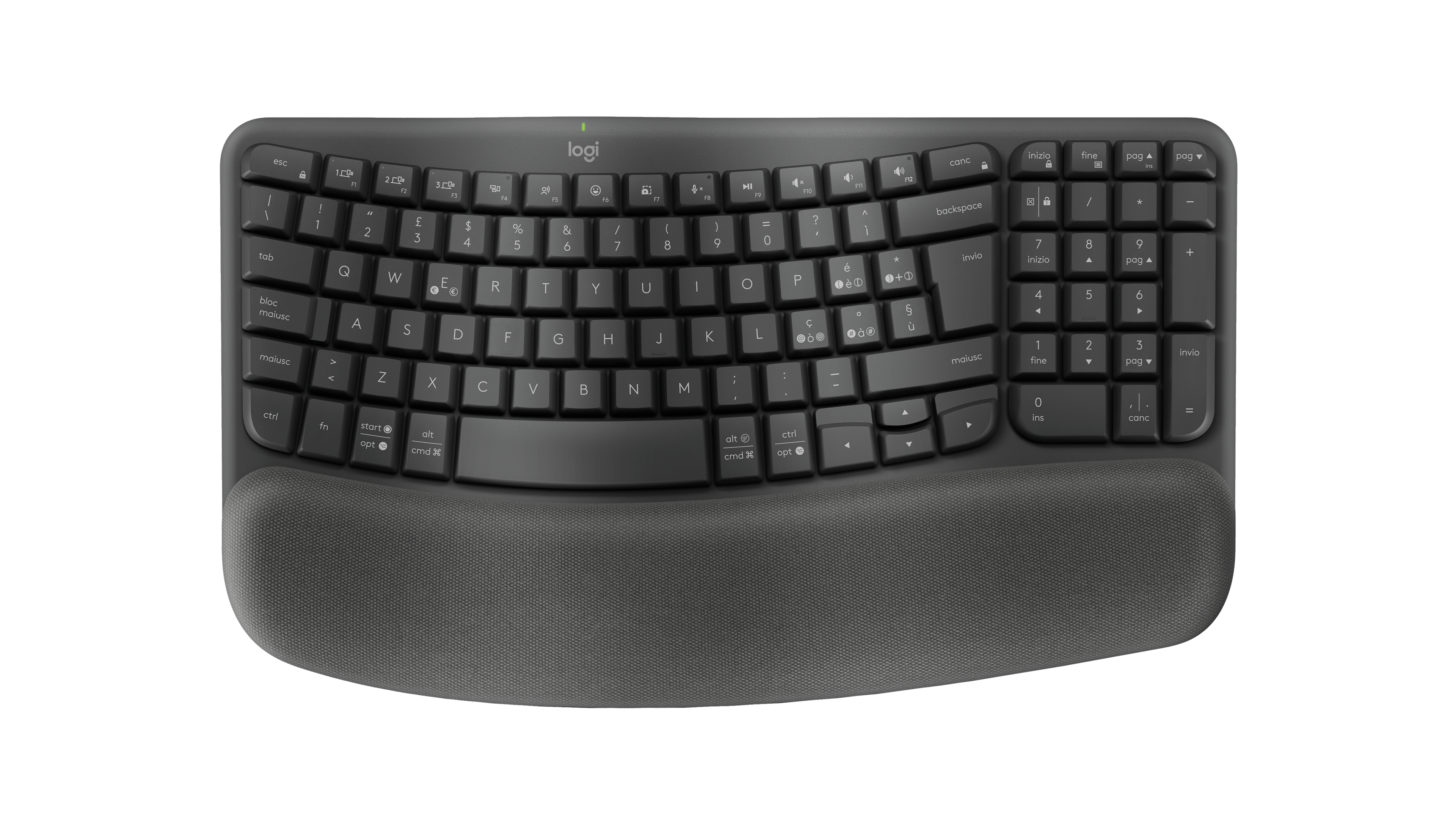 Logitech Wave Keys Ergonomic Wireless Keyboard in Graphite
