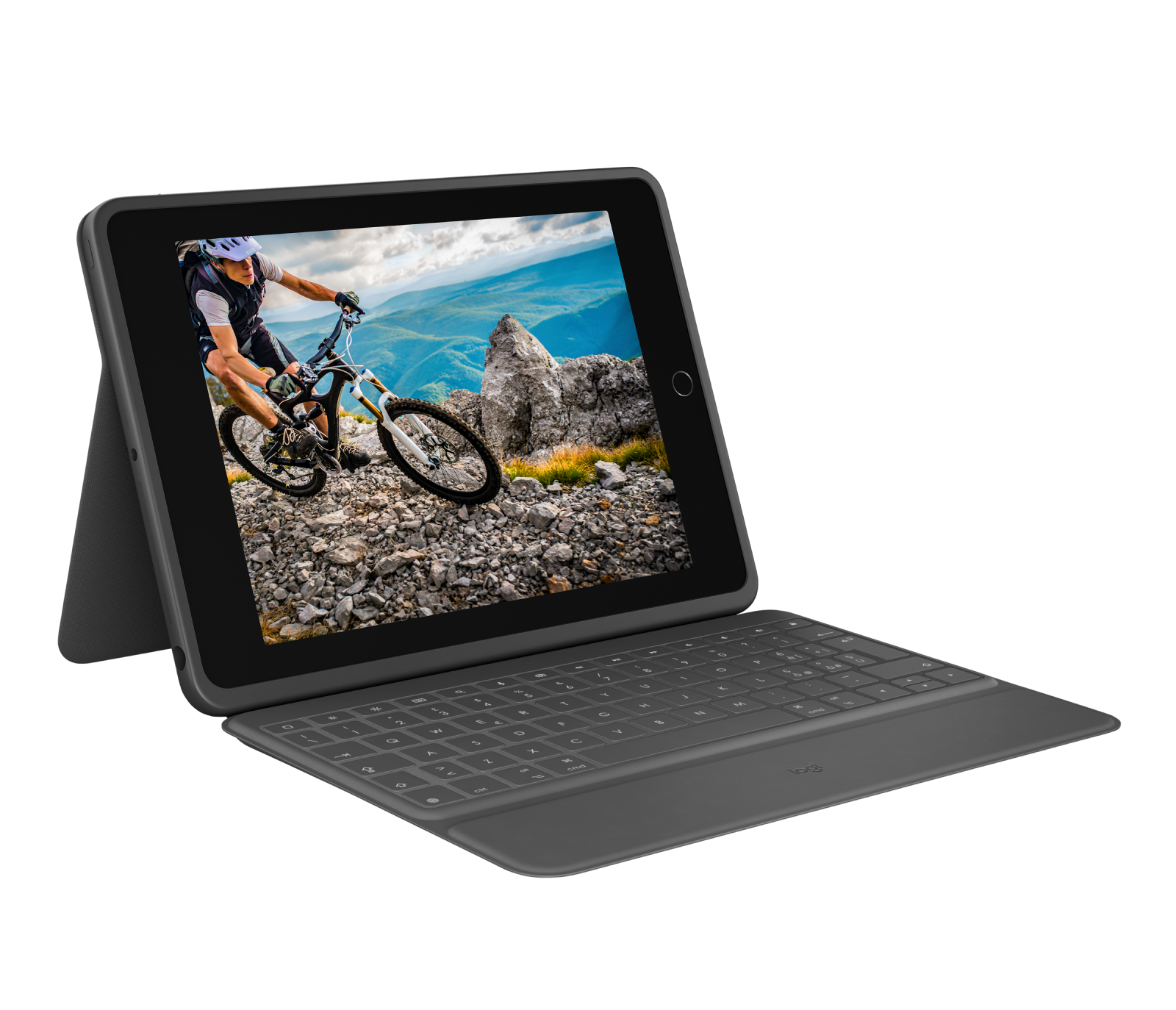Logitech Rugged Folio - Protective Keyboard Case for iPad (7th, 8th, 9th, 10th gen & A16) in Graphite