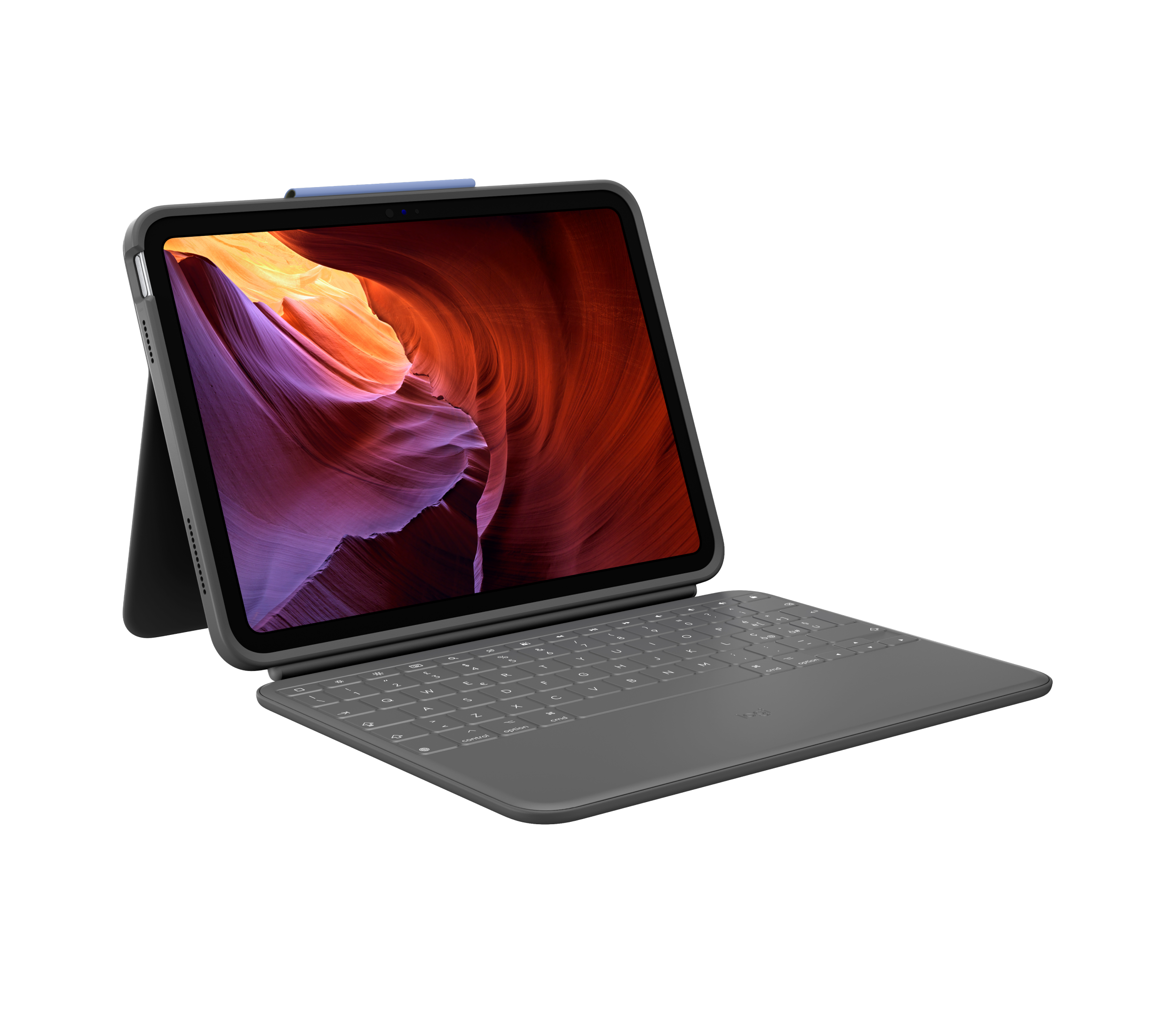Logitech Rugged Folio - Custodia protettiva con tastiera per iPad (7ª, 8ª, 9ª, 10ª gen e A16) in Grafite, per iPad (10ª gen e A16)