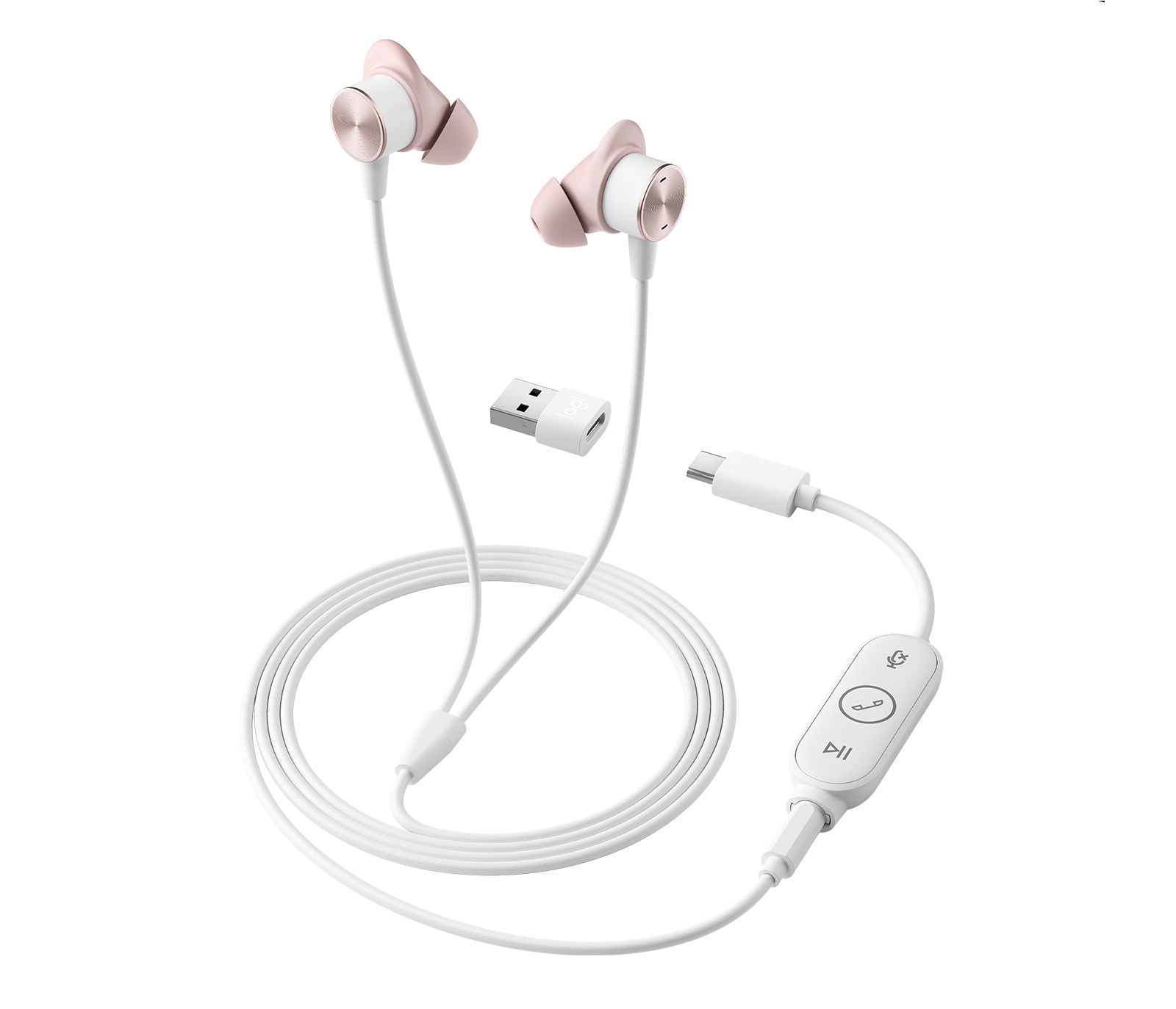 Logitech Zone Wired Earbuds with Noise Cancelling Mic in Rose