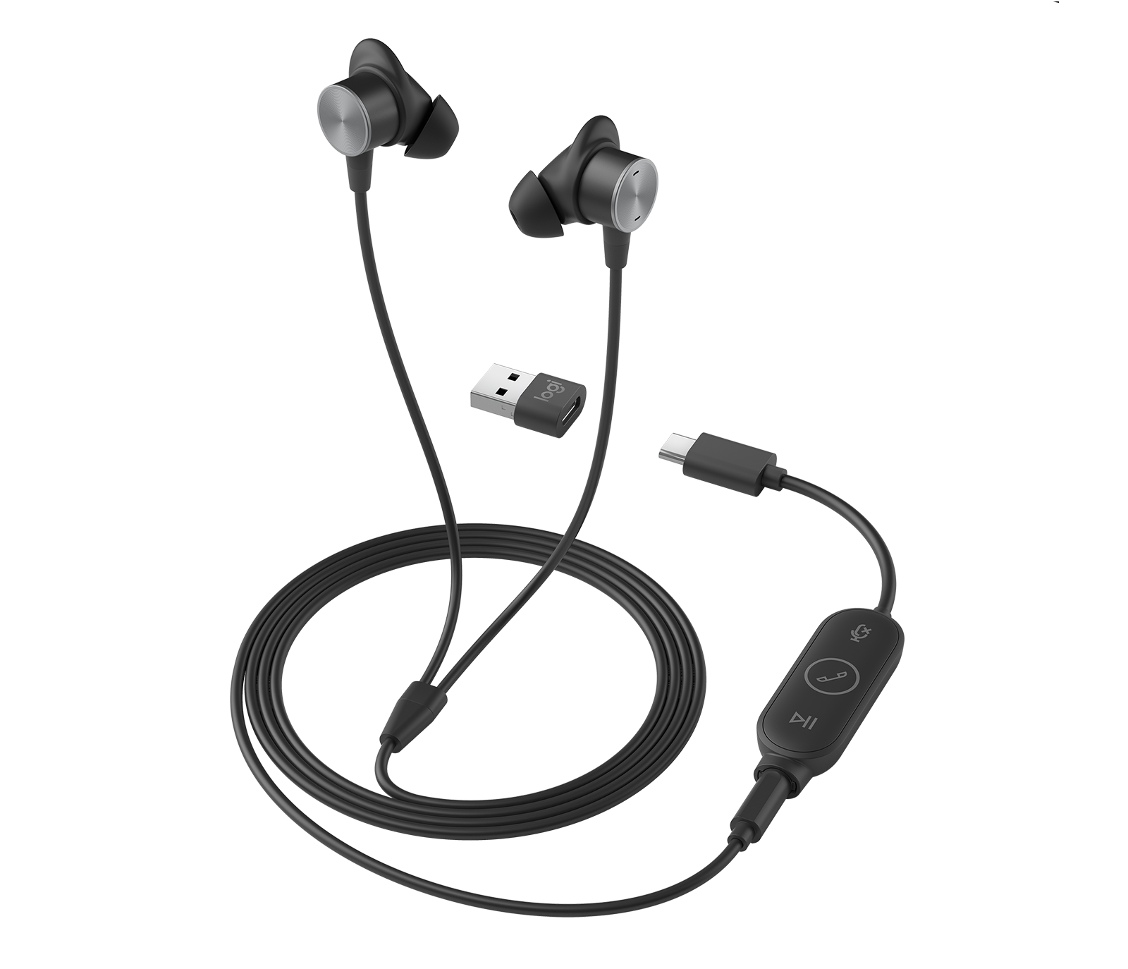 Logitech Zone Wired Earbuds with Noise Cancelling Mic in Graphite