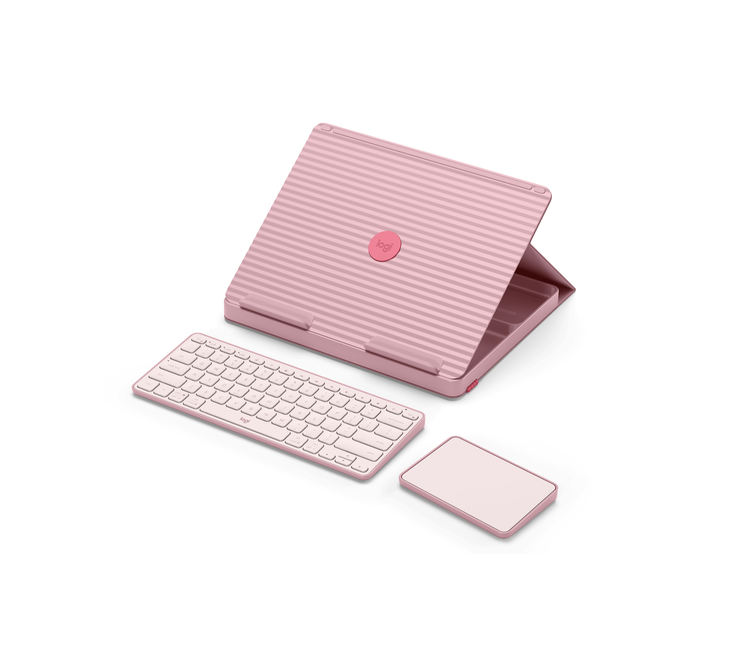 Logitech Casa Pop-Up Desk All-in-one kit: stand, keyboard, touchpad, цвет: Пудровый — фото 3