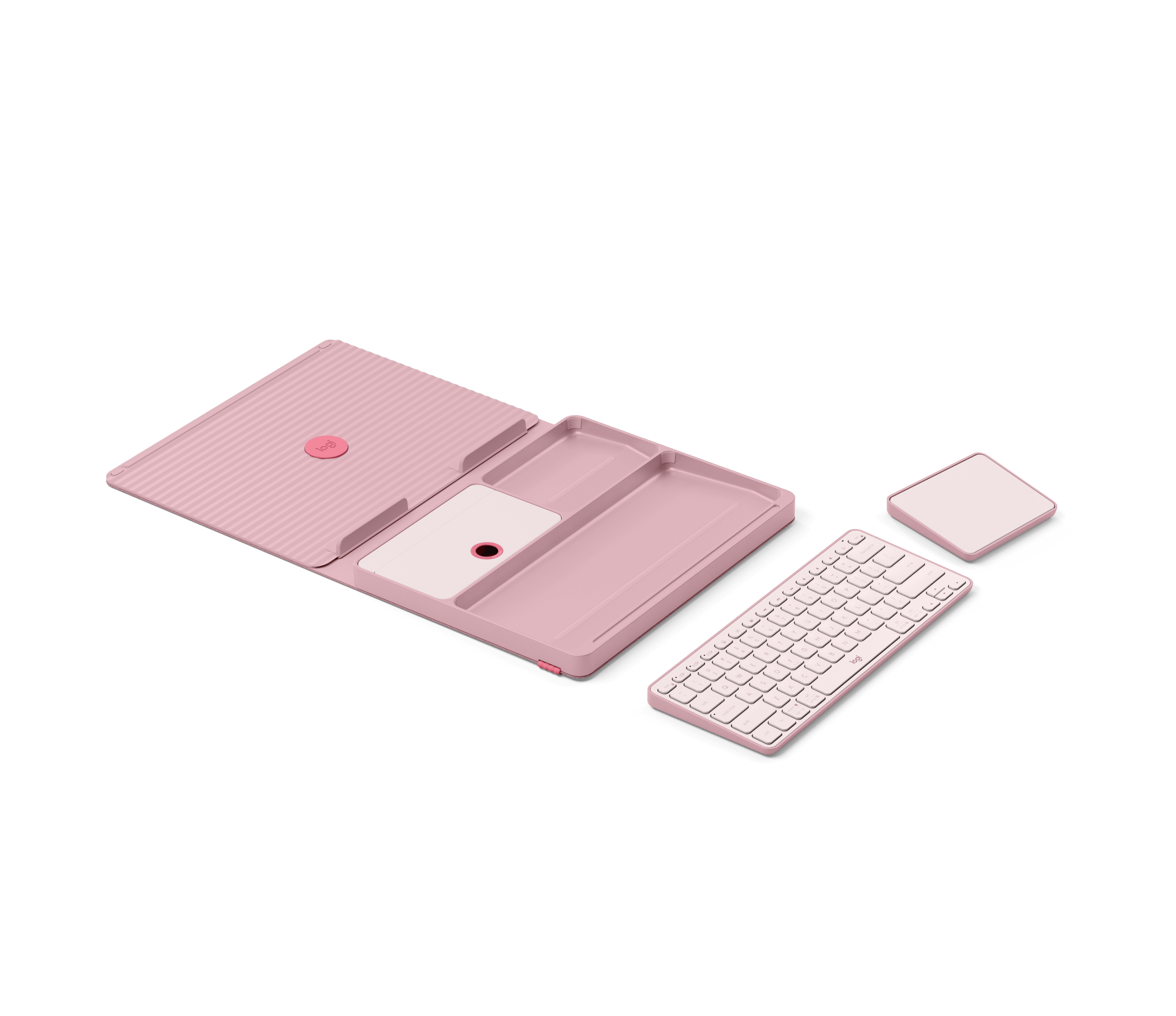 Logitech Casa Pop-Up Desk All-in-one kit: stand, keyboard, touchpad, цвет: Пудровый — фото 4