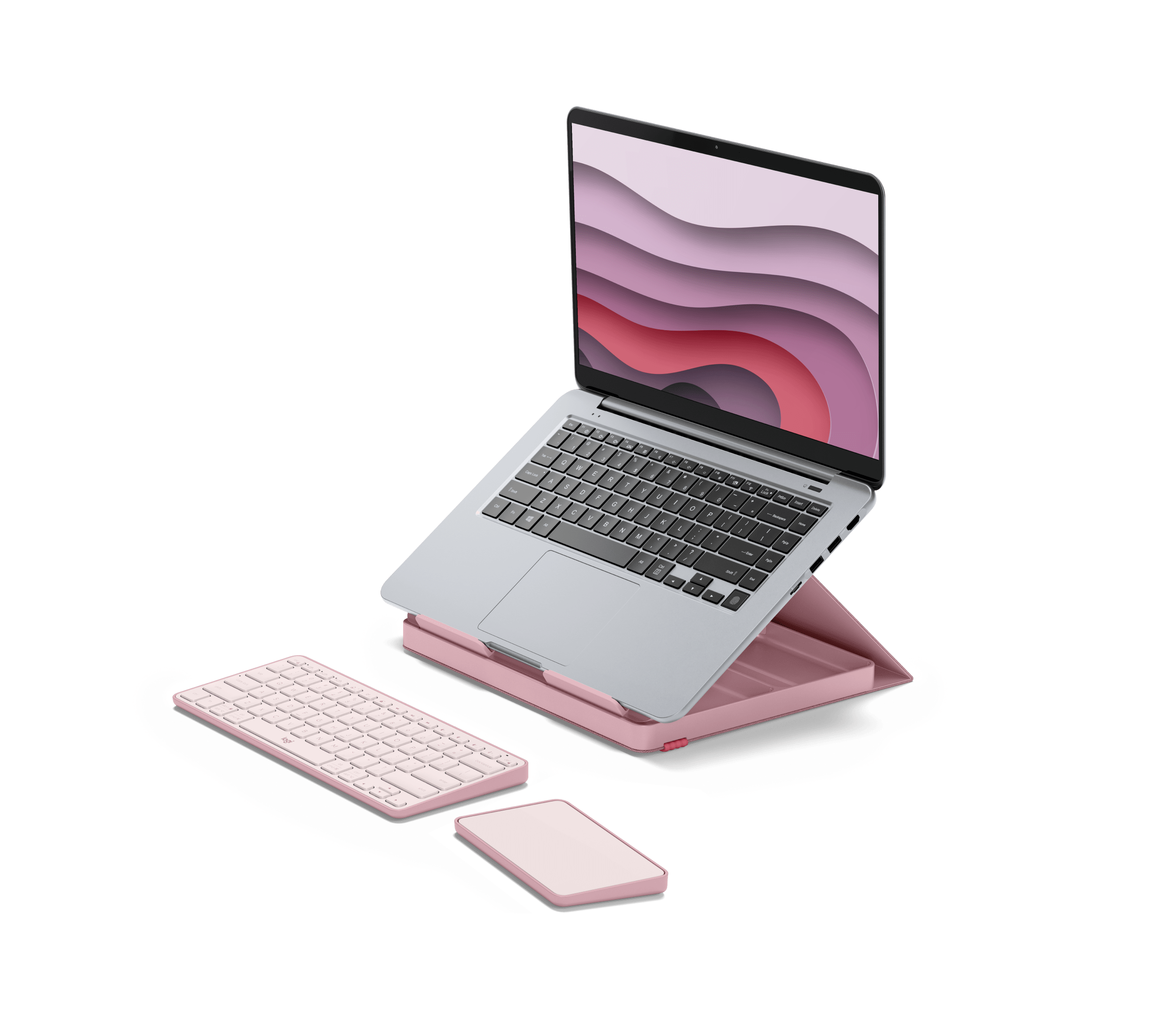 Logitech Casa Pop-Up Desk All-in-one kit: stand, keyboard, touchpad, цвет: Пудровый — фото 1
