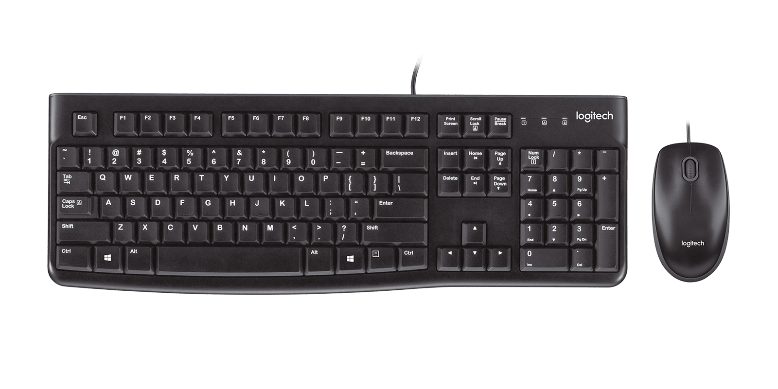 Logitech MK120 Corded Keyboard and Mouse Combo, цвет: Чёрный — фото 1