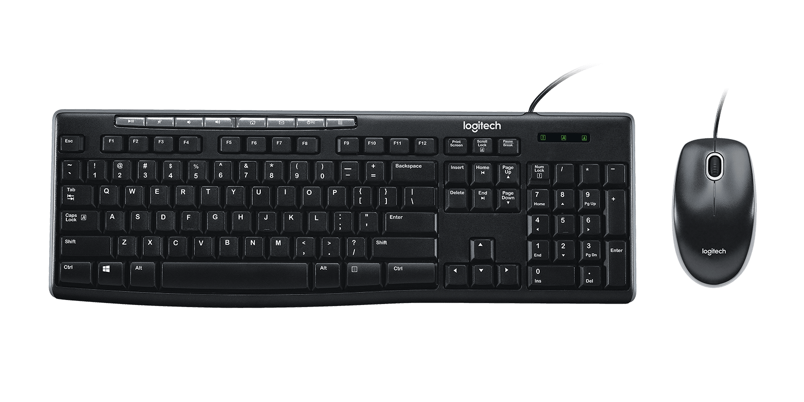 Logitech MK200 Media Corded Keyboard and Mouse Combo, цвет: Чёрный — фото 1