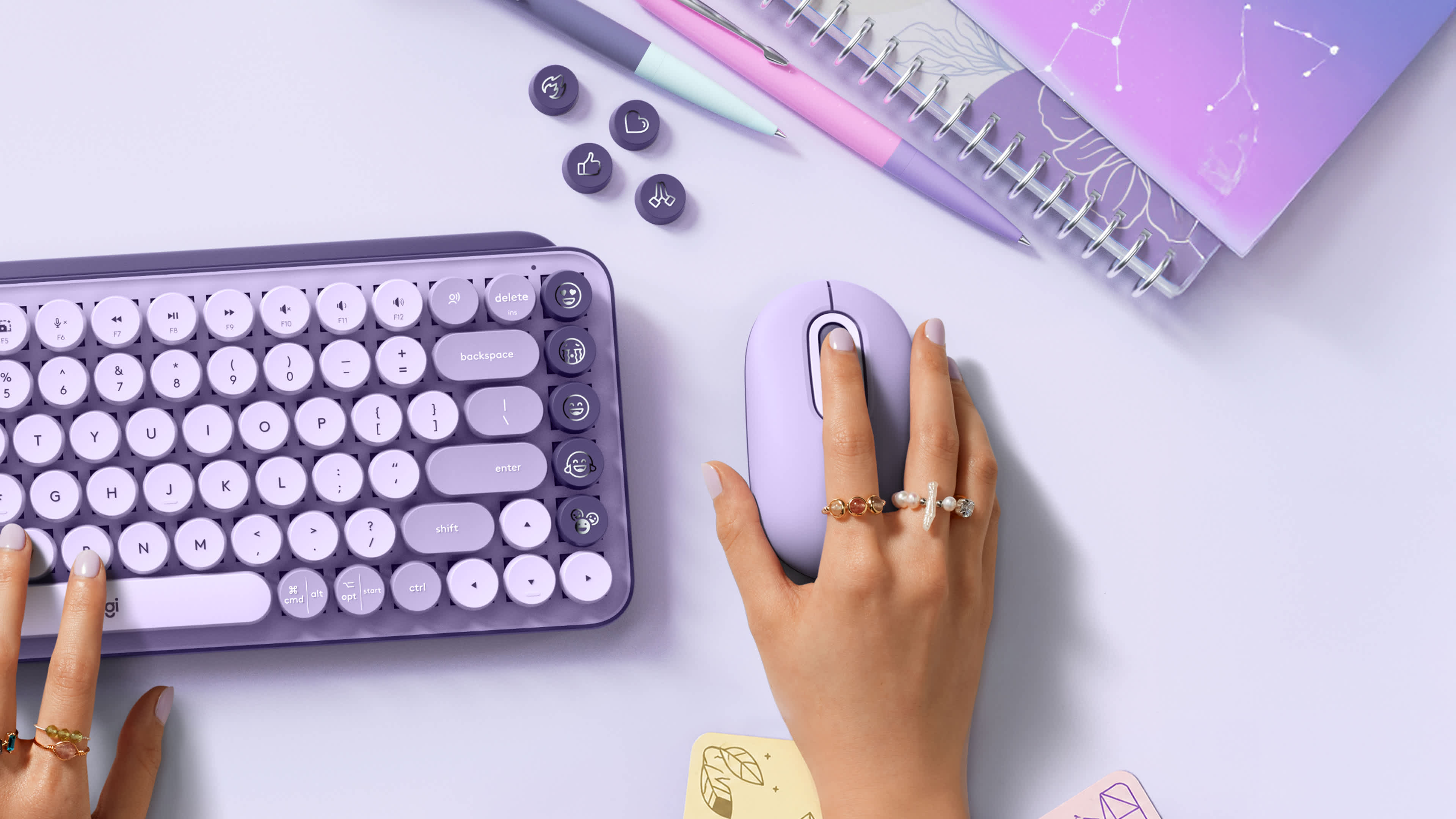 Logitech POP Mouse Wireless Mouse with Customizable Emoji, цвет: Cosmos — фото 6