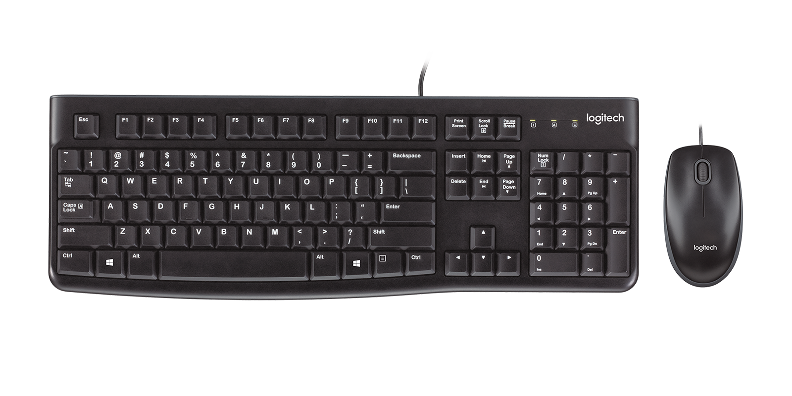 Image of MK120 Corded Keyboard and Mouse Combo Plug-and-Play USB Combo - English