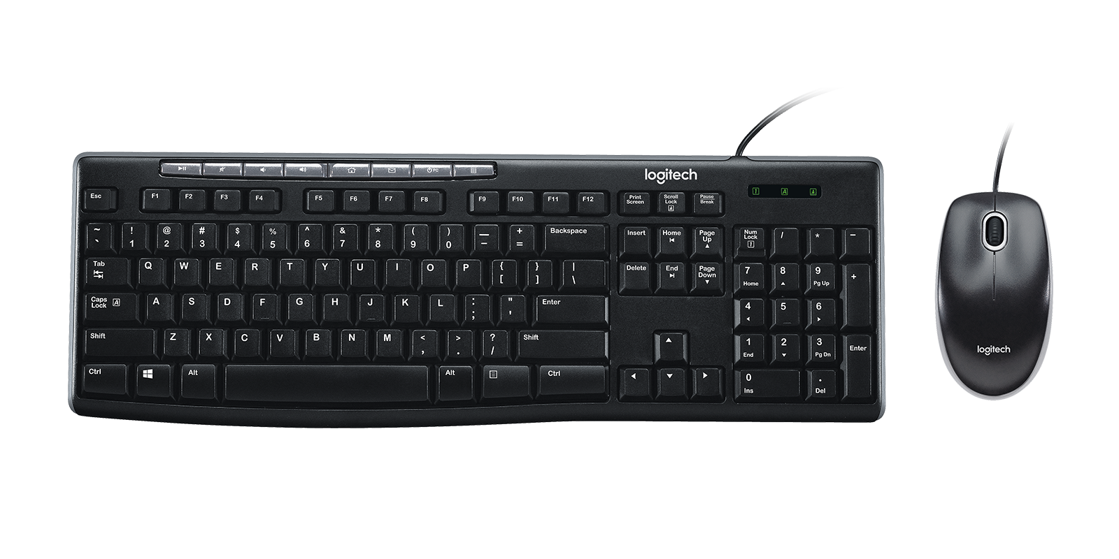Image of MK200 Media Corded Keyboard and Mouse Combo Plug-and-Play USB Combo with media keys - Black