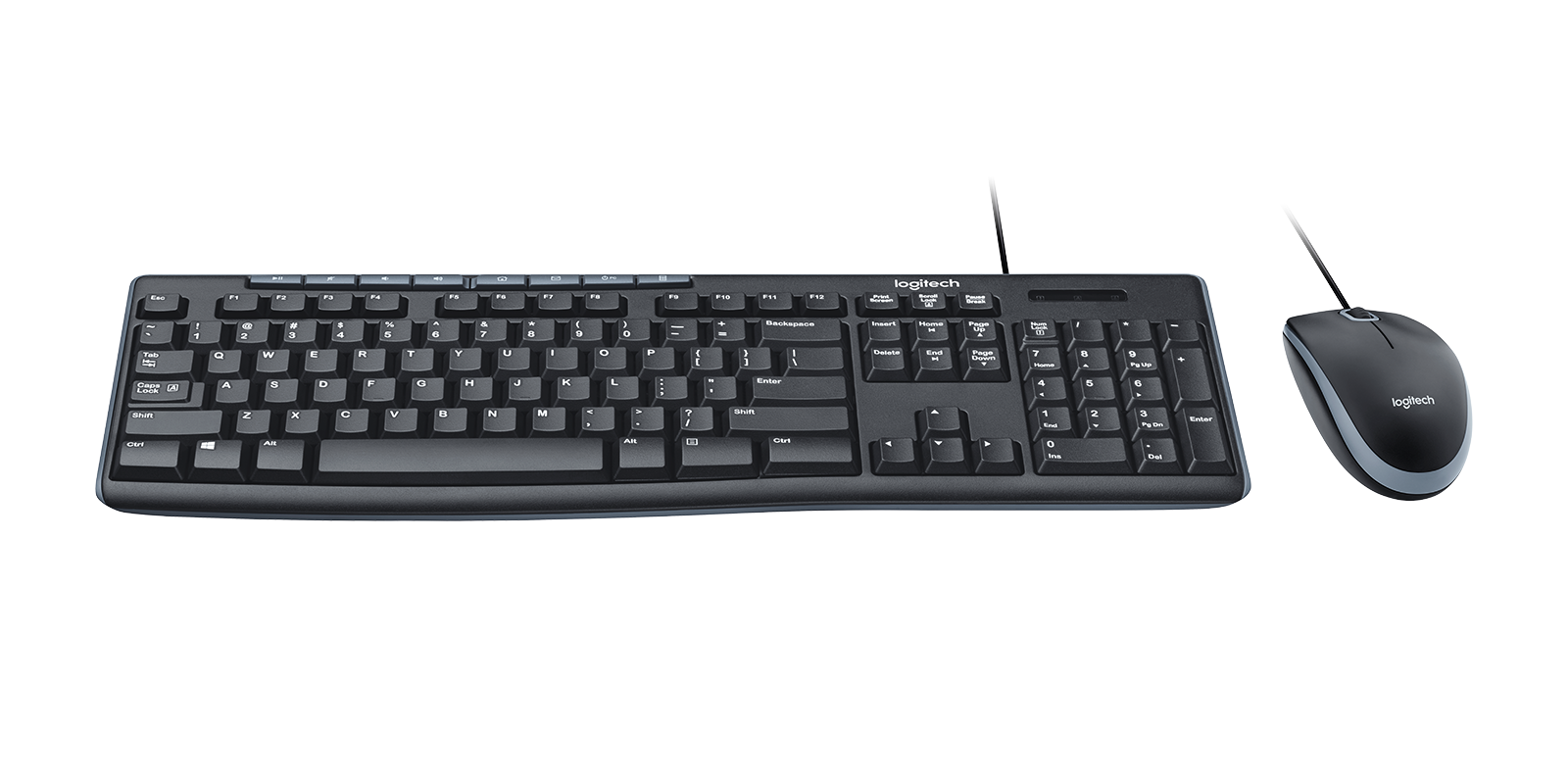 Image of MK200 Media Corded Keyboard and Mouse Combo Plug-and-Play USB Combo with media keys - Black