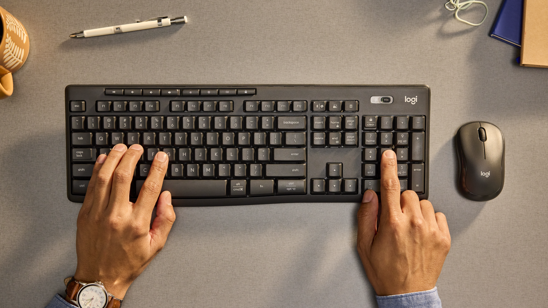 Tipkanje in uporaba bližnjičnih tipk na Logitech MK370