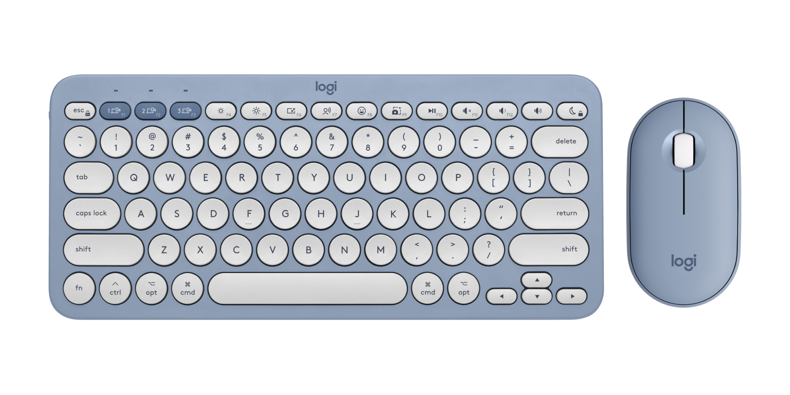 Logitech Pebble 2 Combo for Mac - Wireless Keyboard Mouse in Tonal Blue