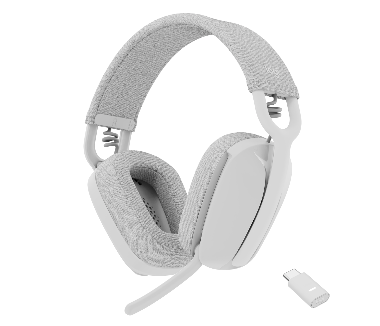 Image of LOGITECH ZONE VIBE WIRELESS Over-the-ear headset with Bluetooth and USB receiver - Off-white Zone Vibe Wireless (Teams version)