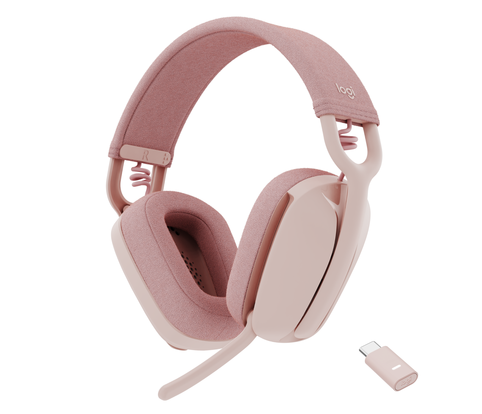 Image of LOGITECH ZONE VIBE WIRELESS Over-the-ear headset with Bluetooth and USB receiver - Rose Zone Vibe Wireless (Teams version)