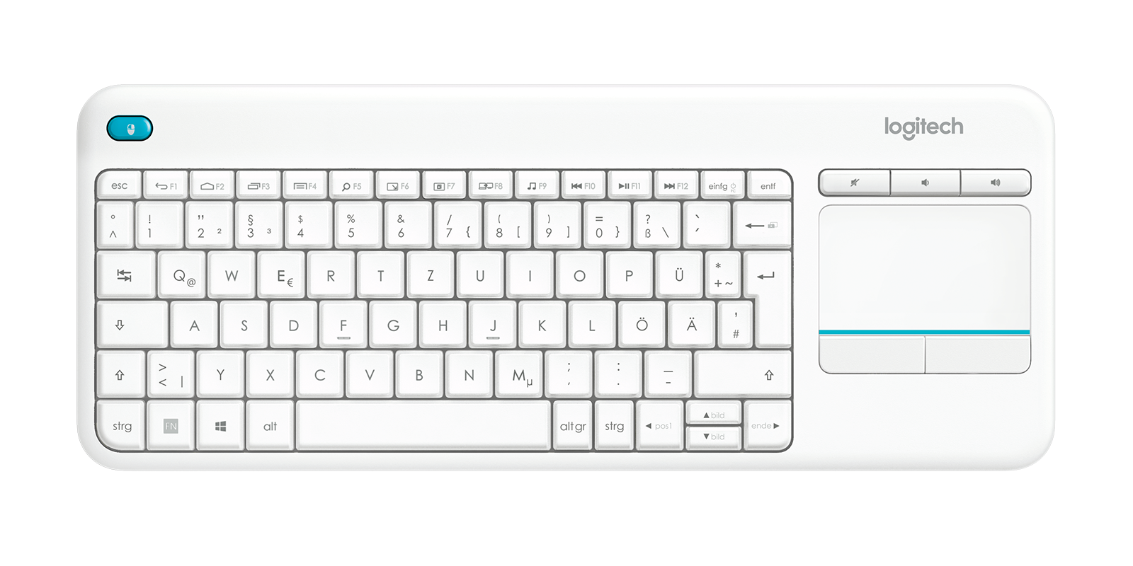 Skov lunge Rose Logitech K400 Plus Tastatur mit Touchpad für mit Fernseher verbundenen PC